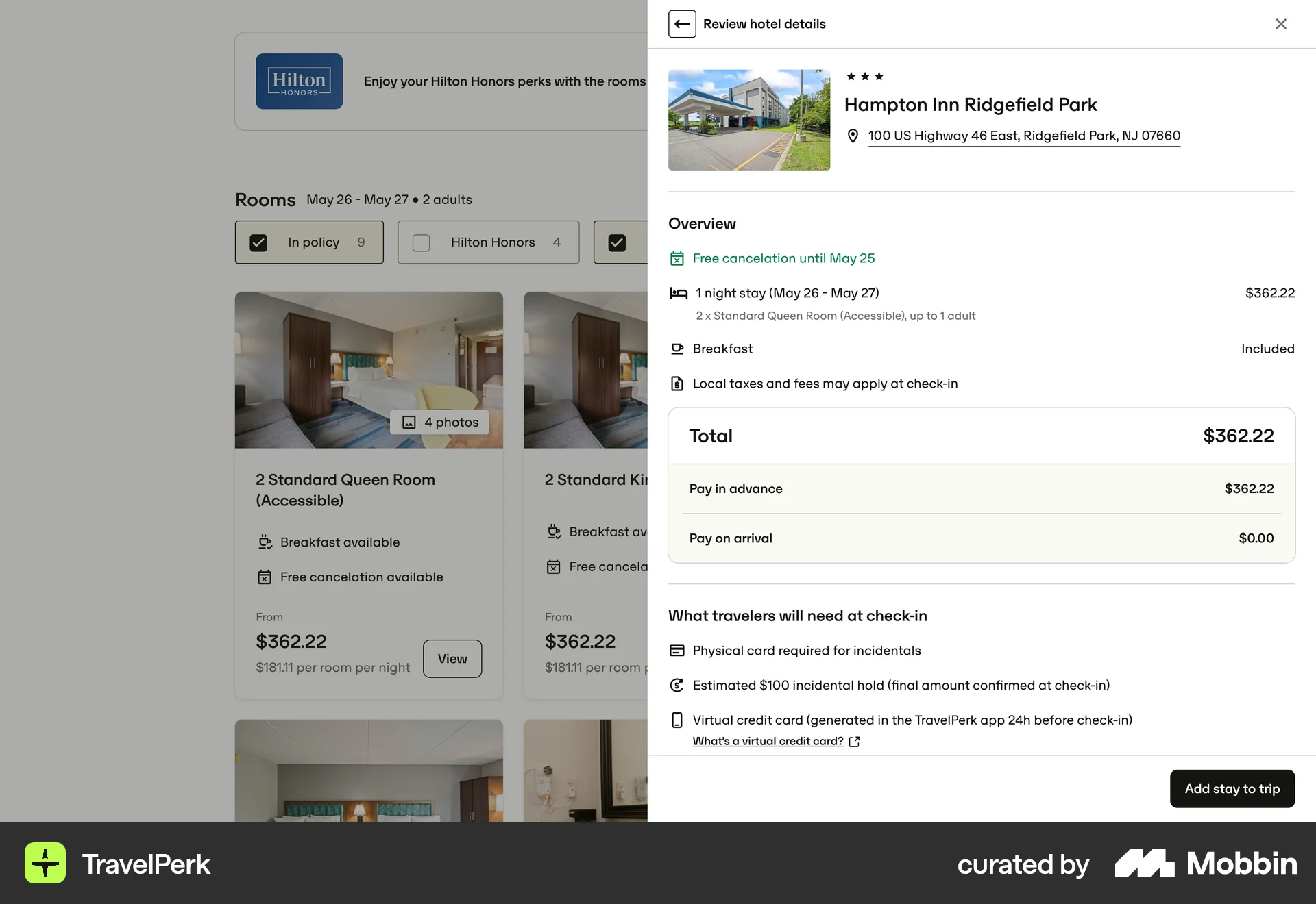 TravelPerk Web screen containing Drawer UI element