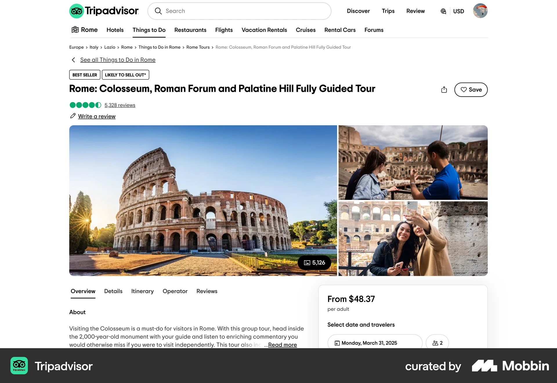 Tripadvisor Web screen containing Gallery UI element