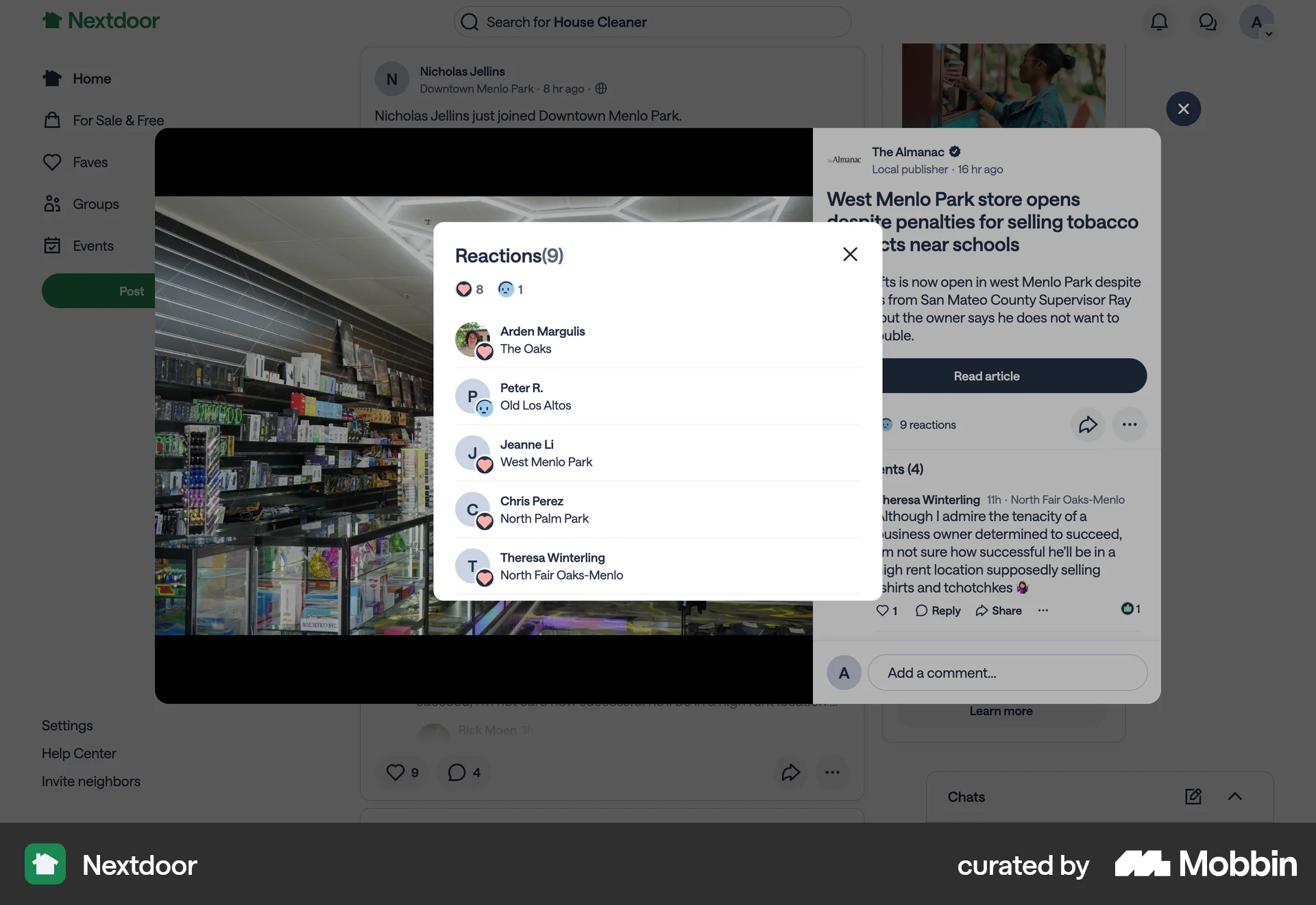 Nextdoor Web screen containing Badge UI element