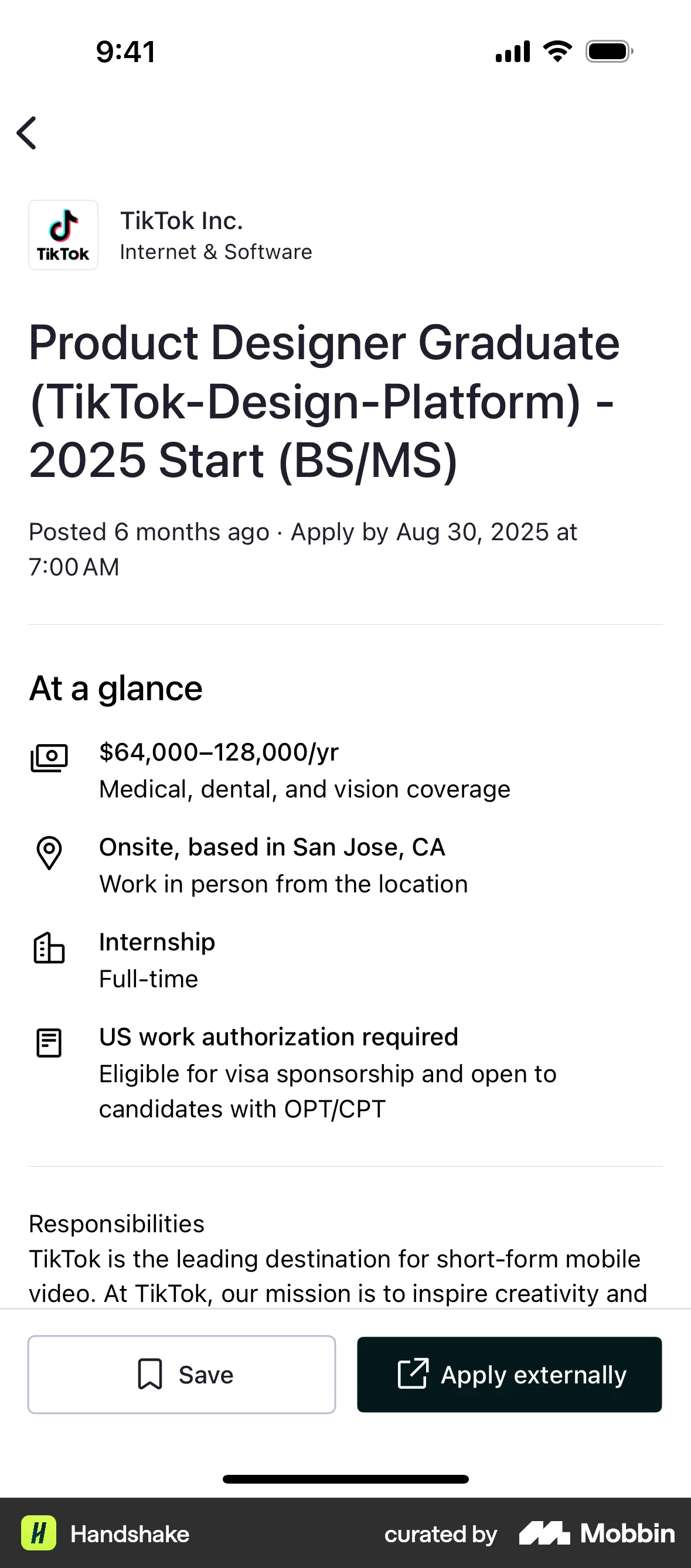 Handshake iOS Post Detail screen