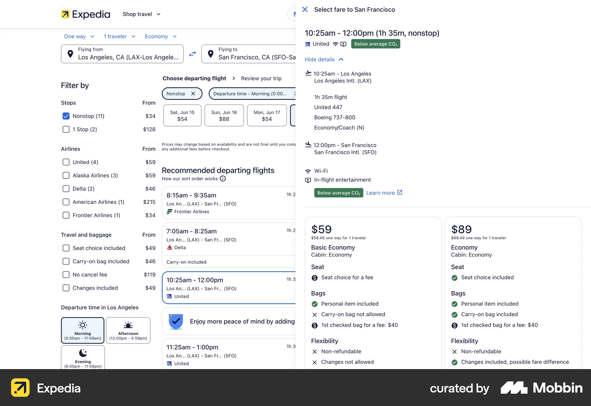 Expedia Web Product Detail screen