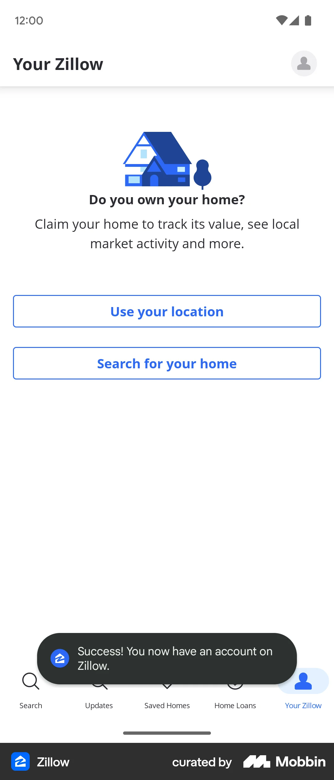 Zillow Android screen containing Toast UI element