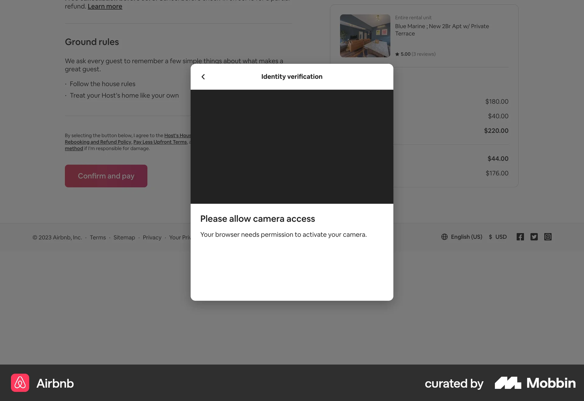 Airbnb Web Permission screen