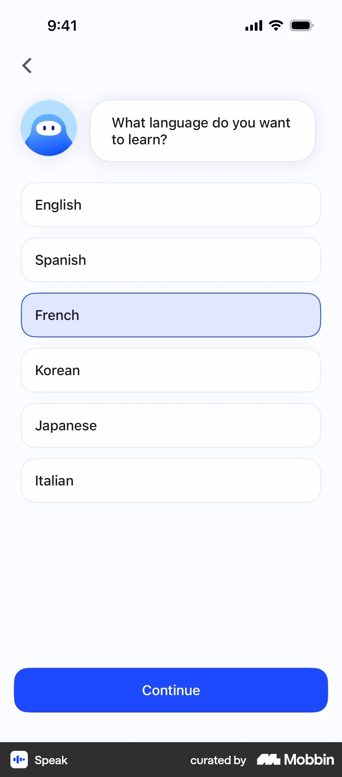 Speak Onboarding screen