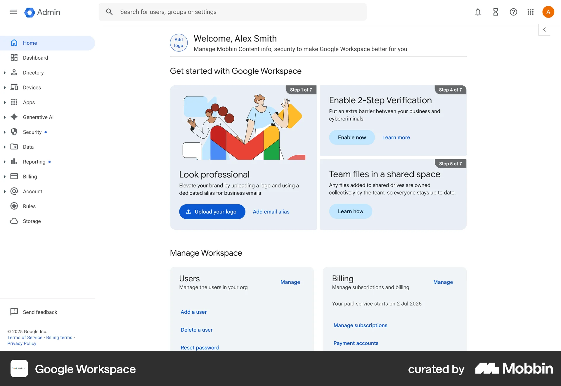 Google Workspace Web Guided Tour & Tutorial screen