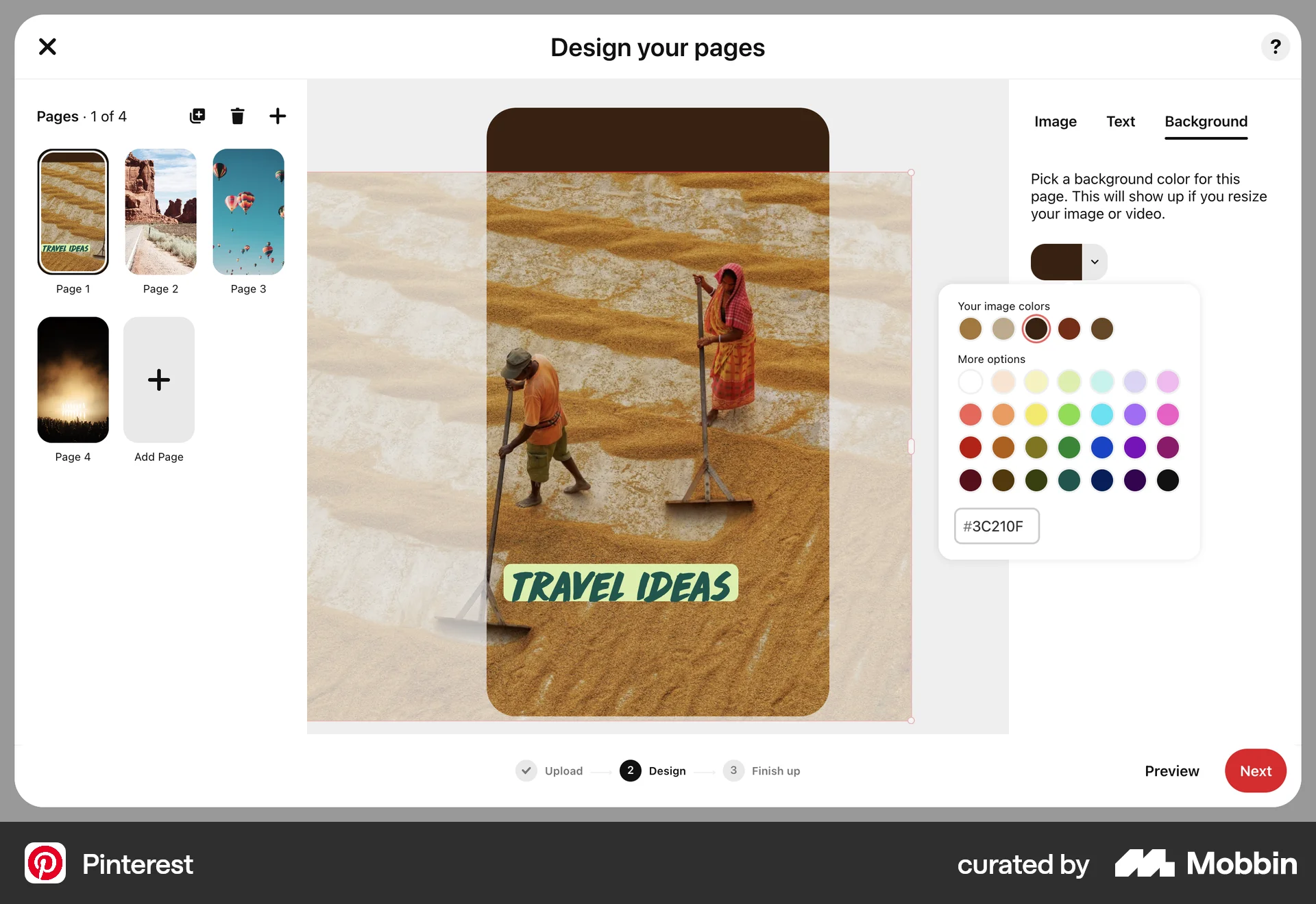 Pinterest Web screen containing Color Picker UI element
