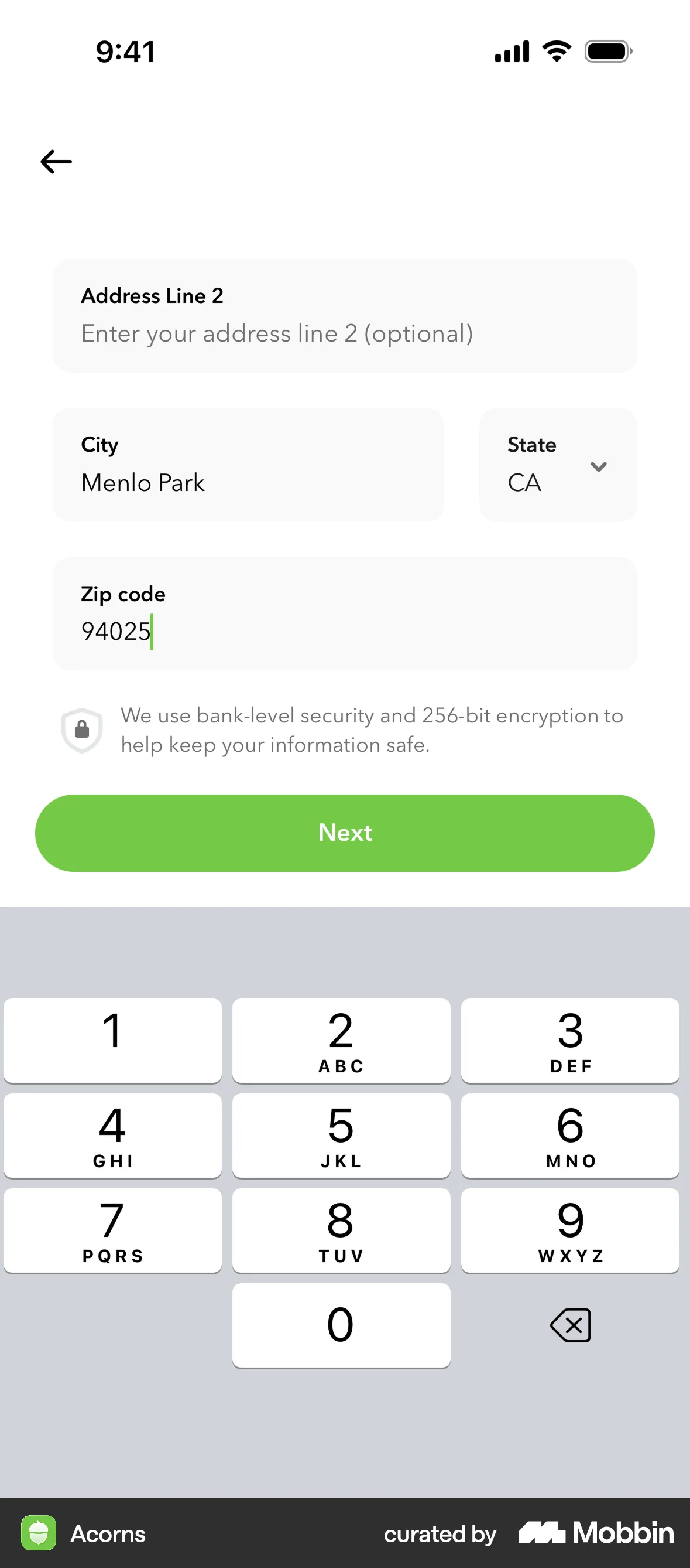 Acorns Onboarding screen