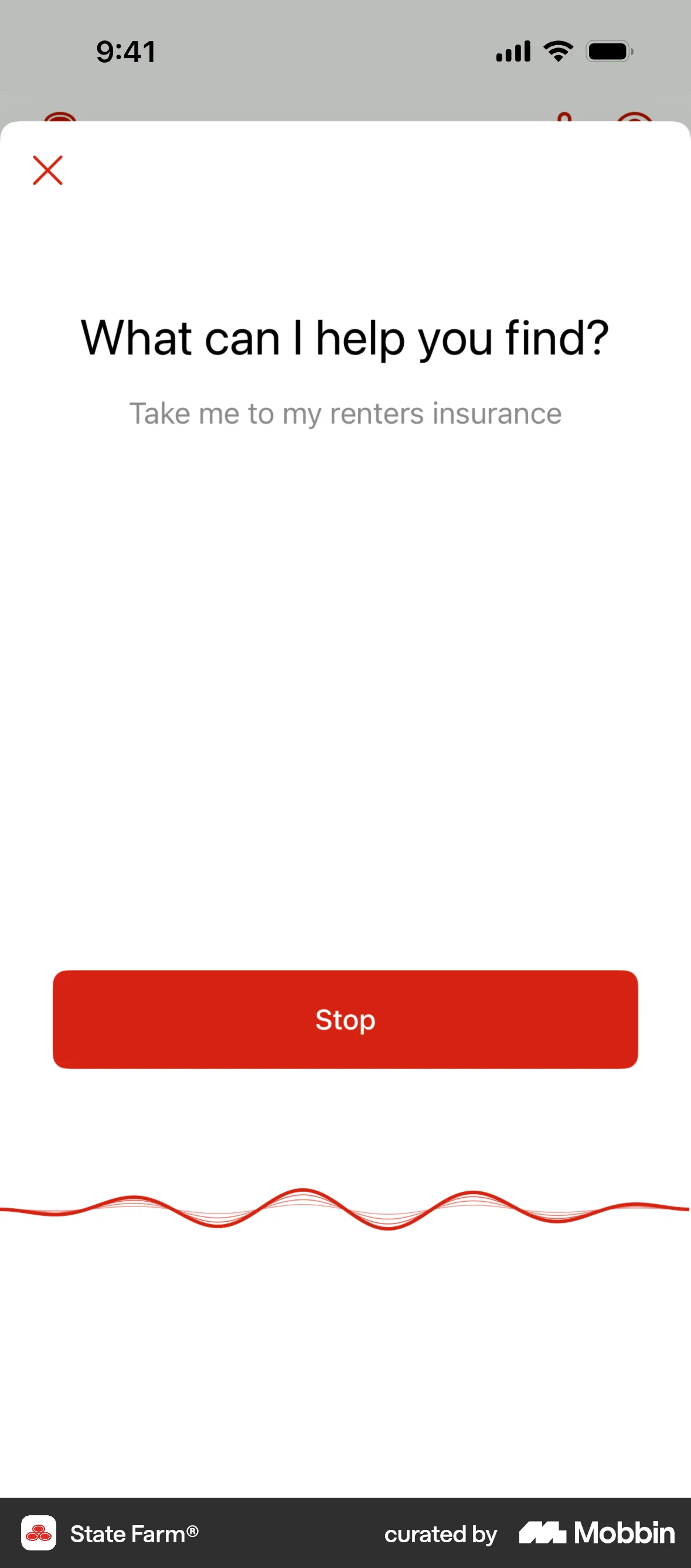 State Farm iOS Voice UI screen
