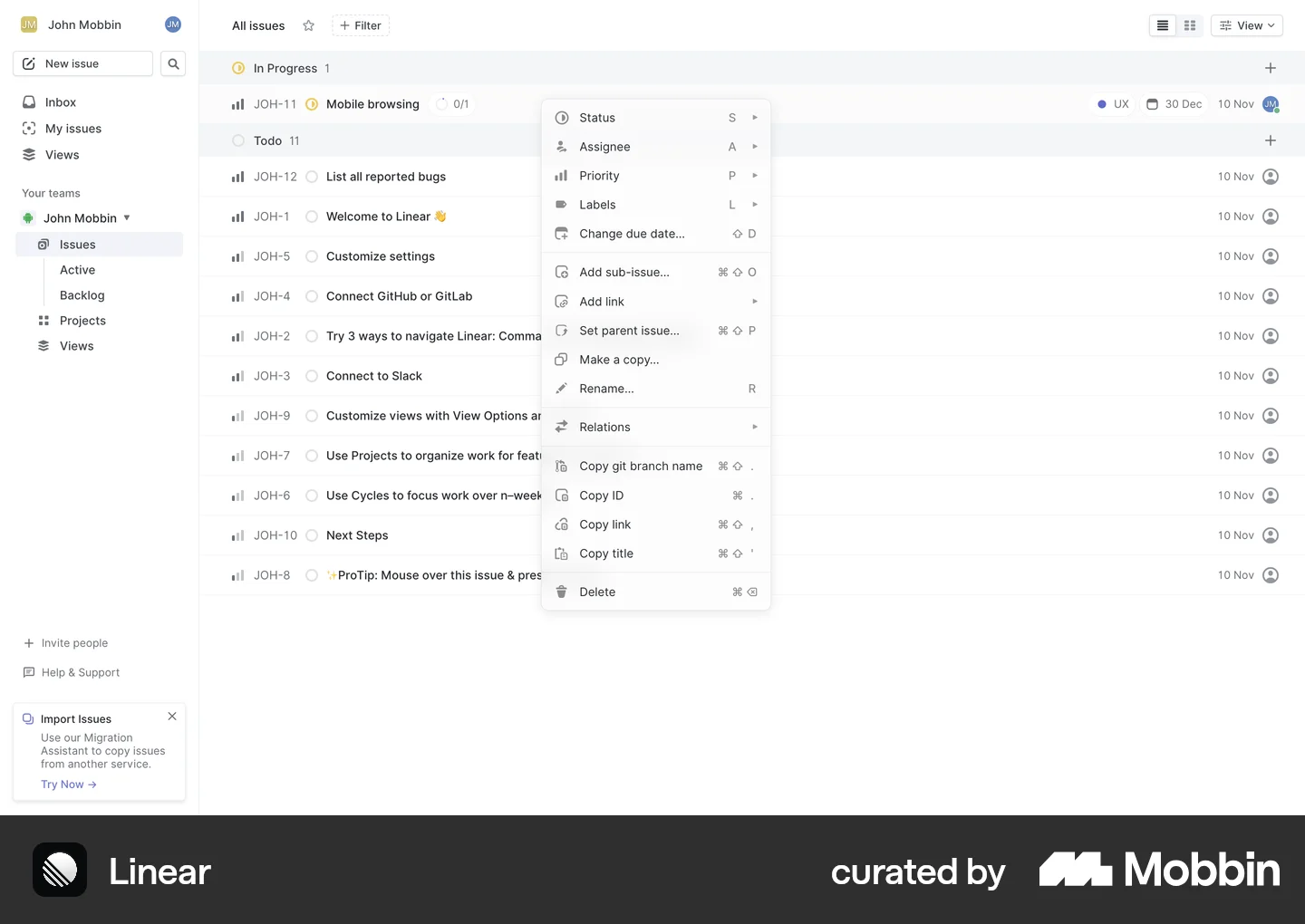 Context Menu UI Design Examples for Web