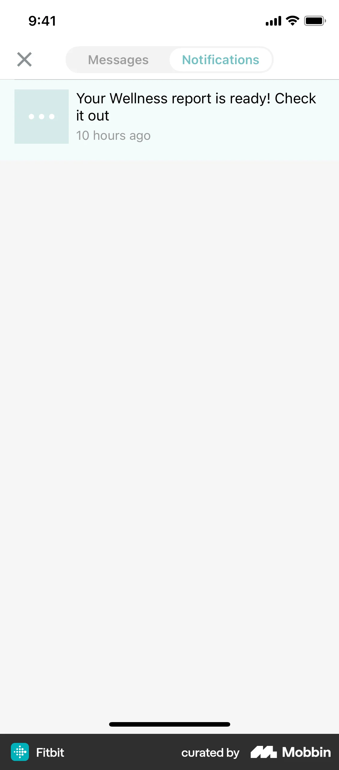 Fitbit iOS Notifications screen