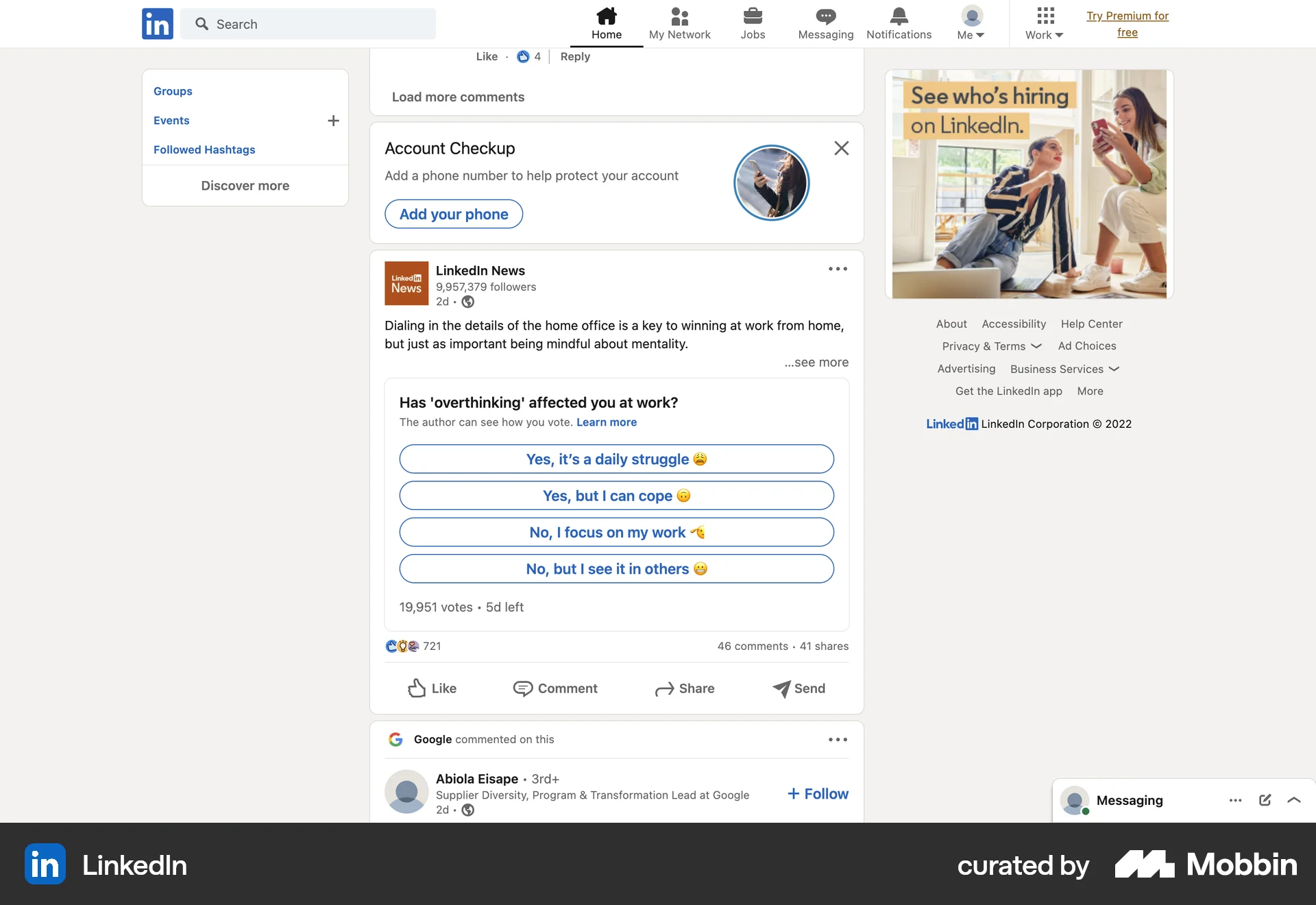 LinkedIn Web Jobs & Recruitment App screen
