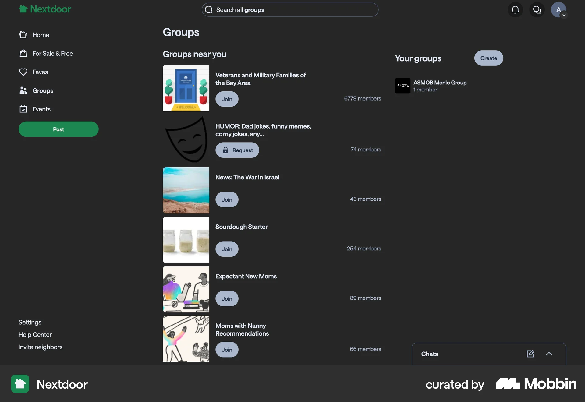 Nextdoor Web Dark Mode screen