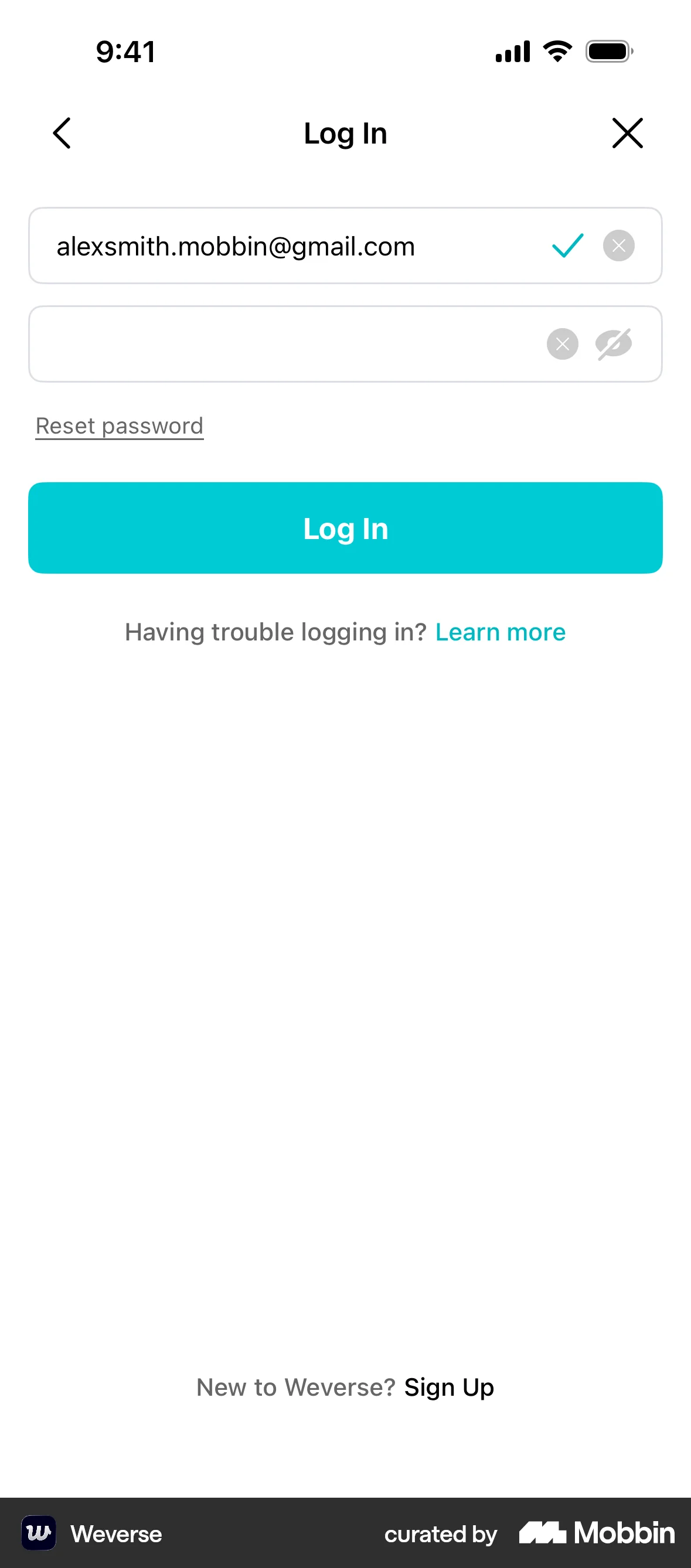 Weverse iOS Login screen