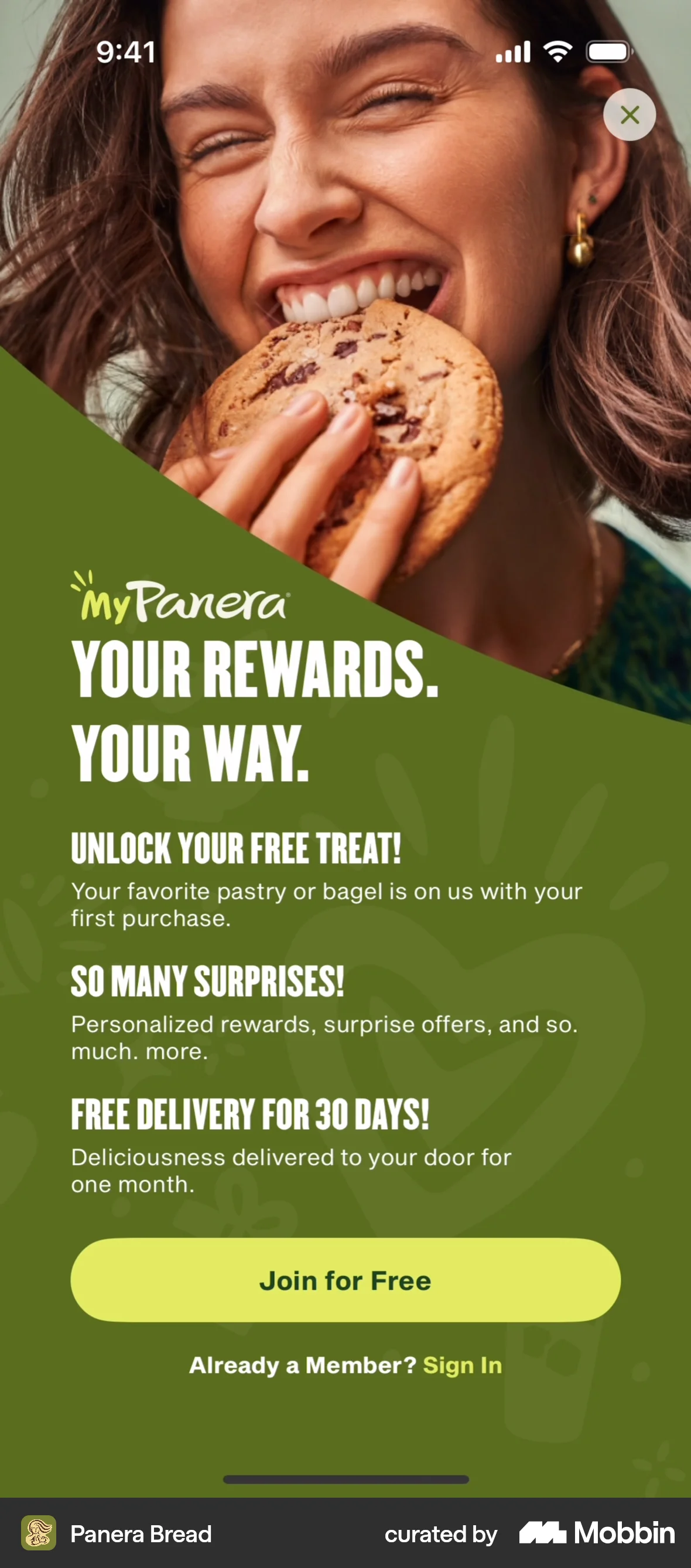 Panera Bread iOS Welcome & Get Started screen