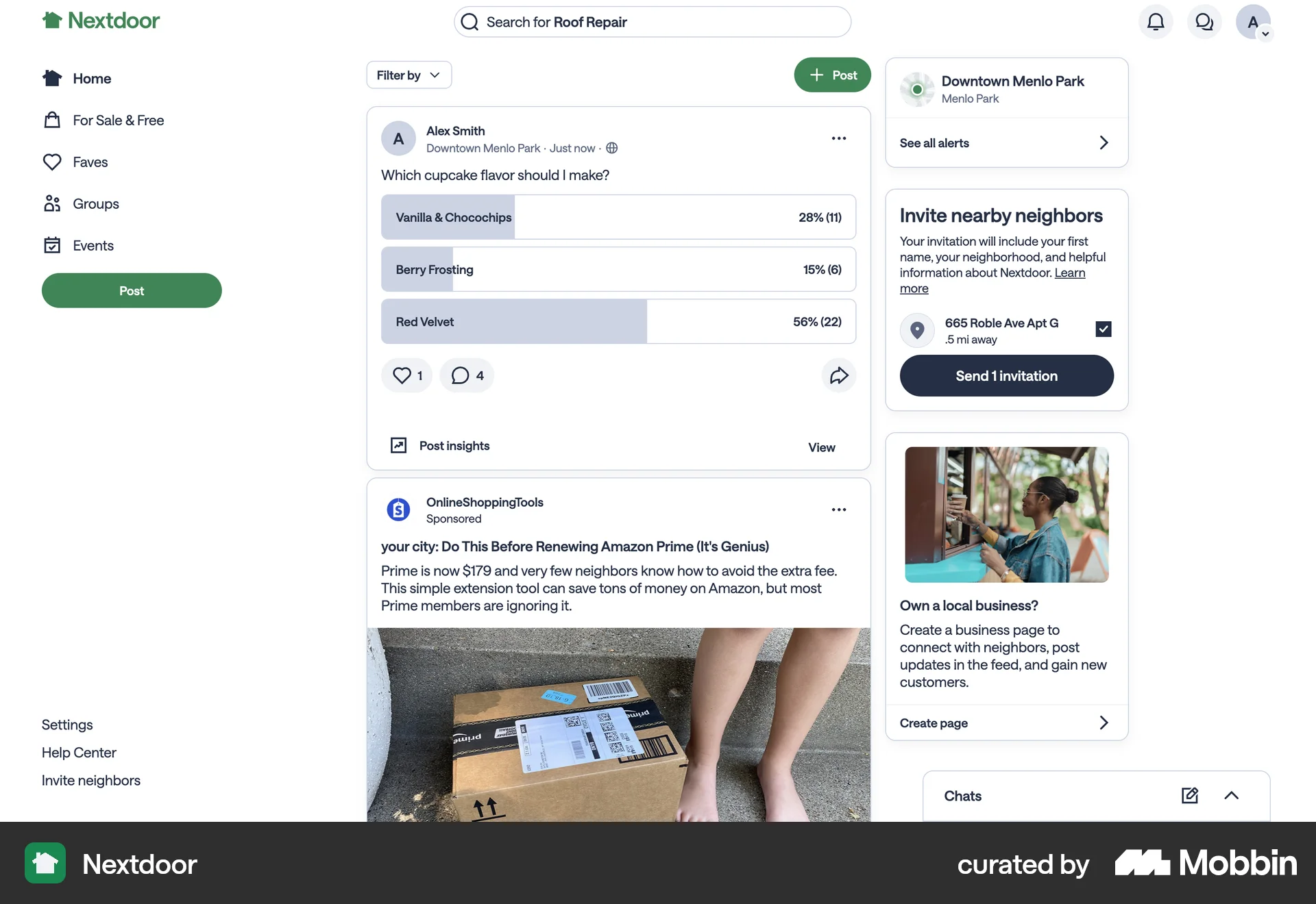 Nextdoor Web Charts screen