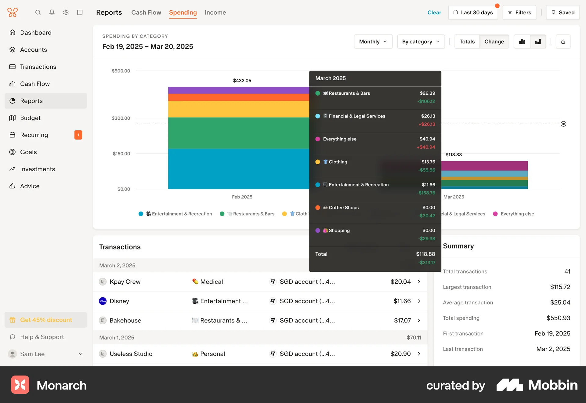 Monarch Web screen containing Tooltip UI element