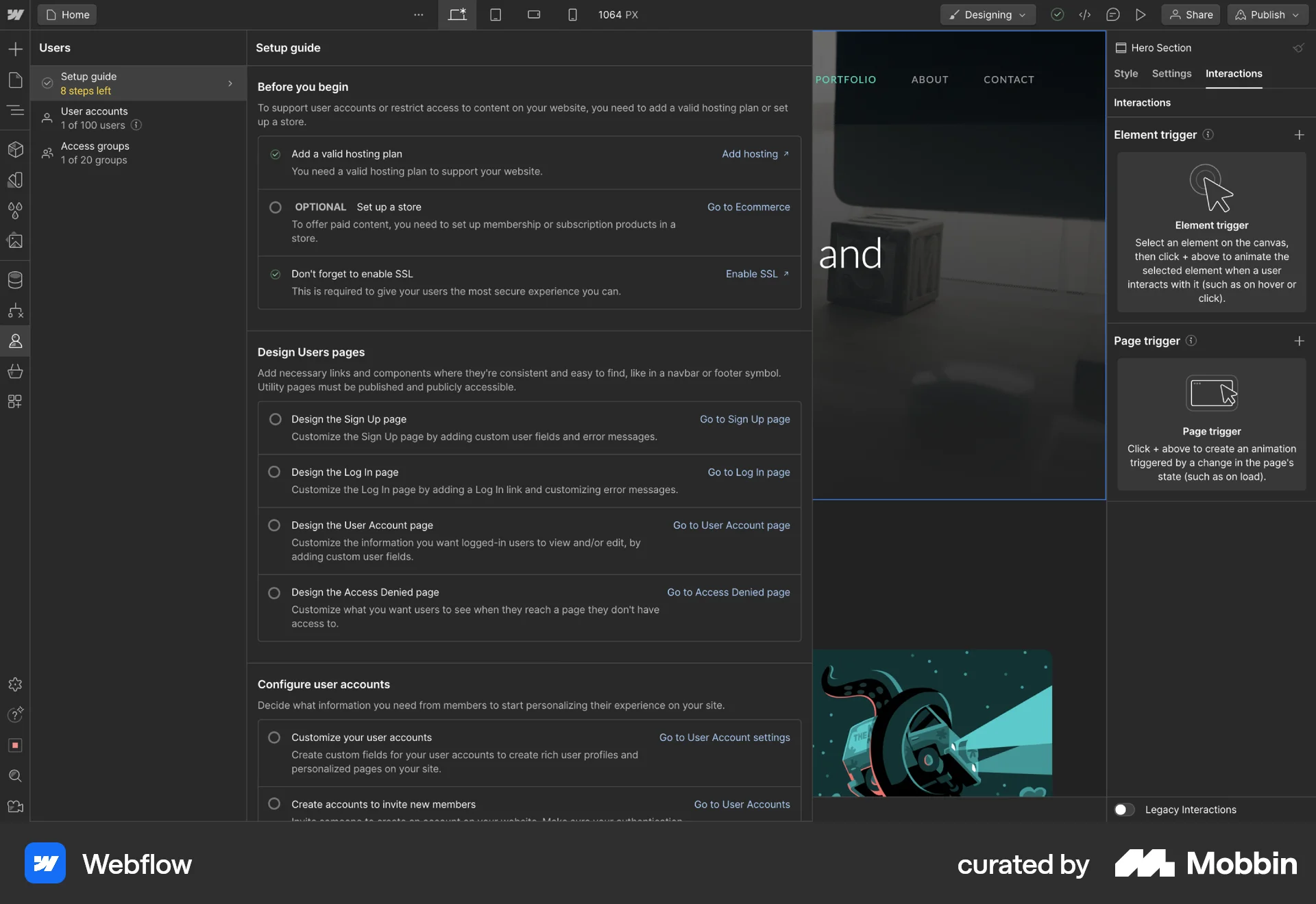 Webflow Web Goal & Task screen