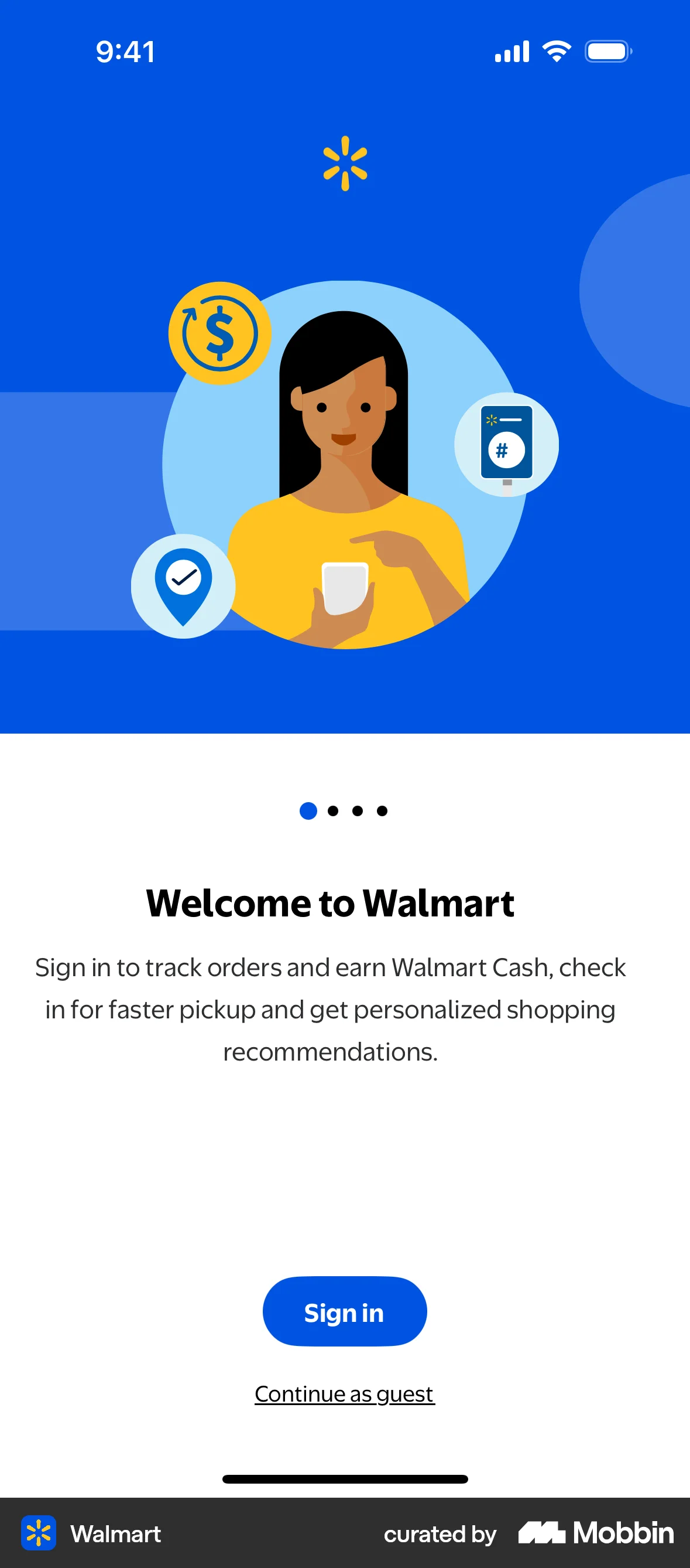 Walmart iOS Welcome & Get Started screen