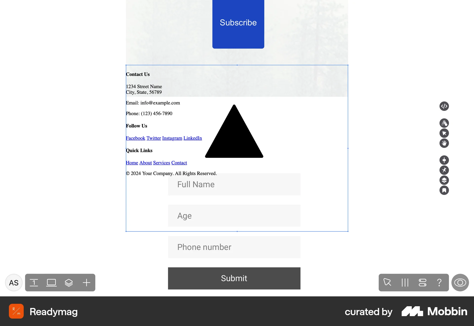 Readymag Web Canvas screen