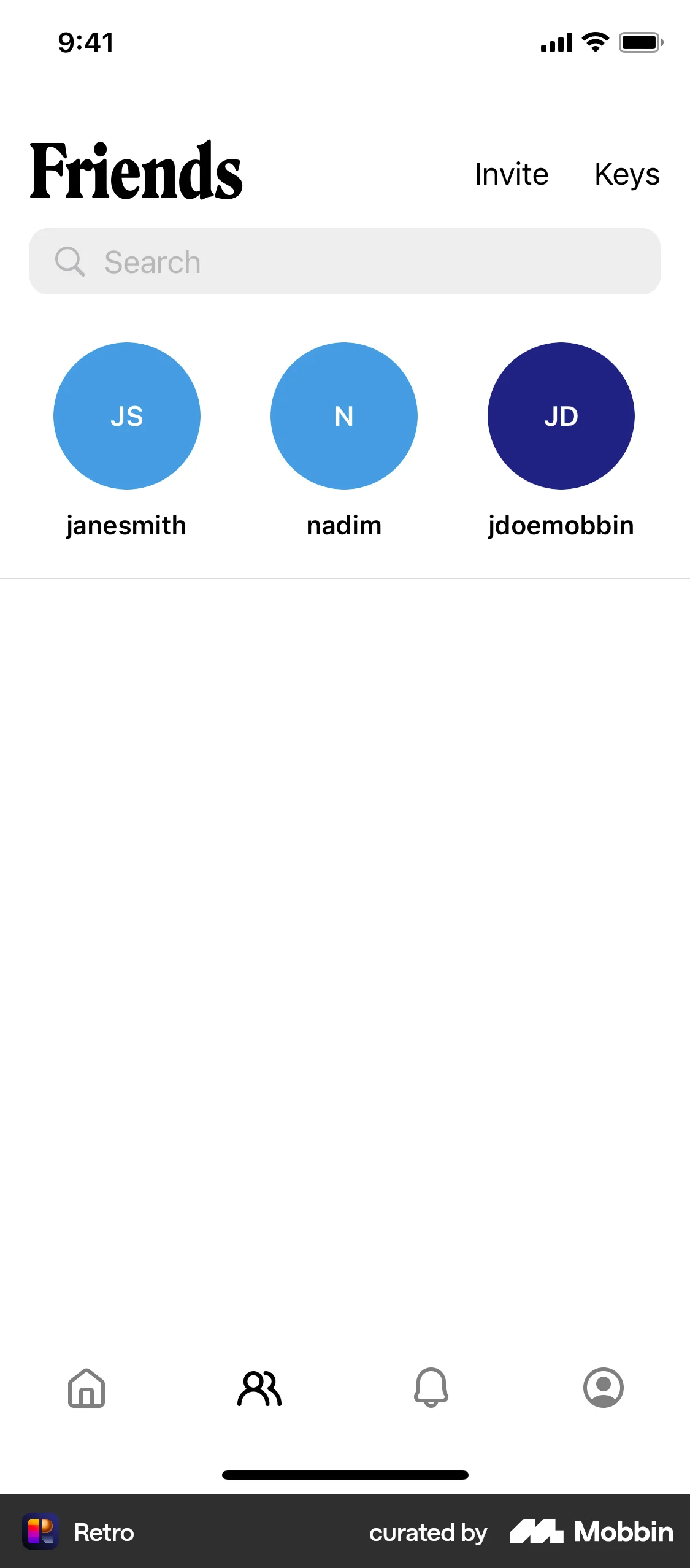 Retro iOS Followers & Following screen