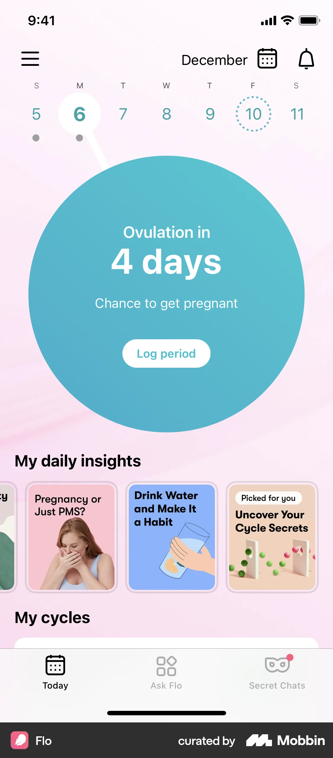 Flo iOS Stories screen