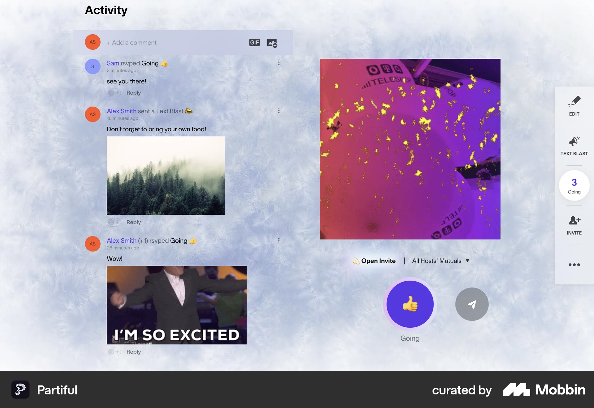 Partiful Web Lifestyle App screen