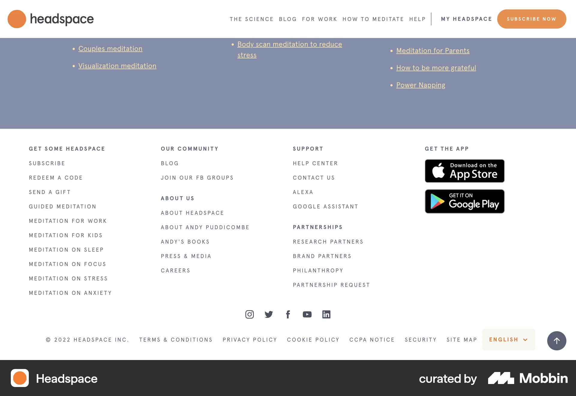 Headspace Web Article Detail screen