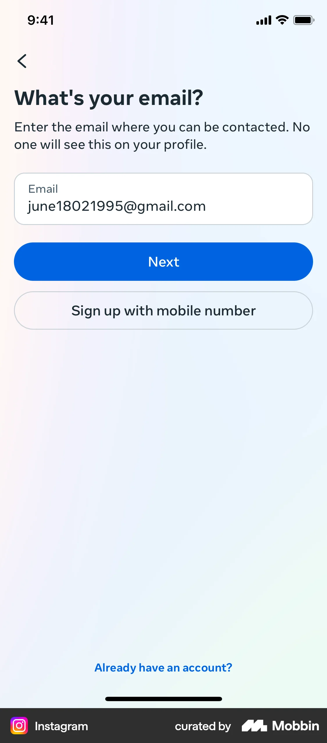 Instagram Onboarding screen
