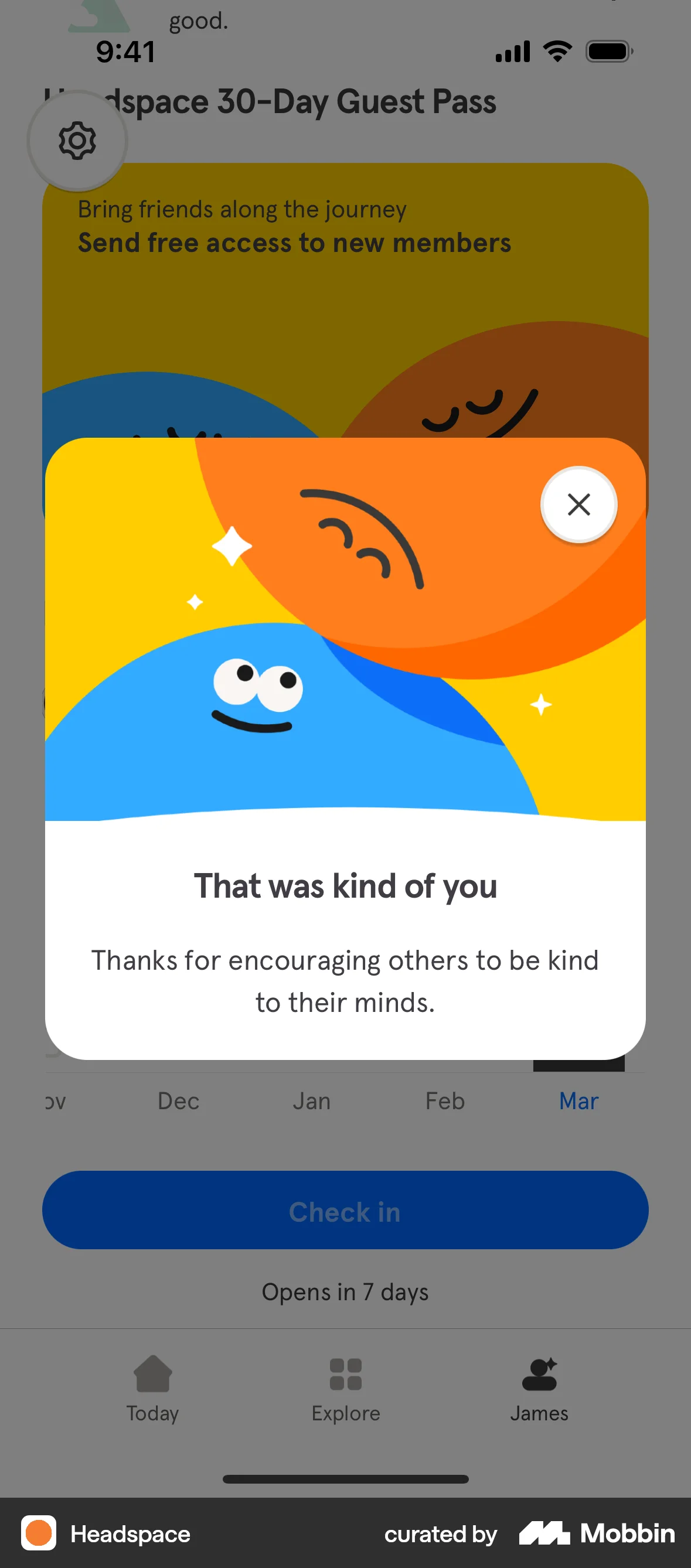 Headspace iOS screen containing Dialog UI element