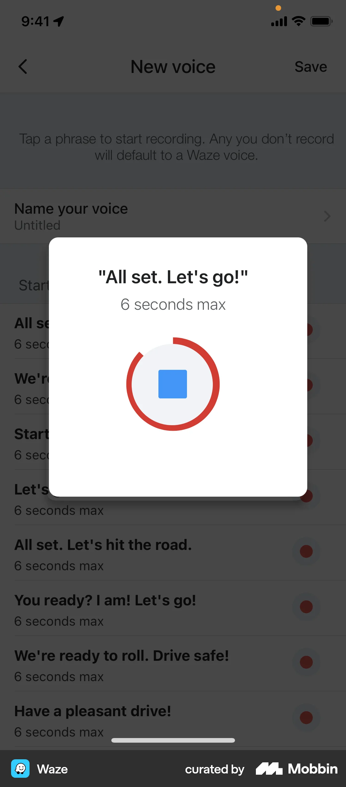 Waze iOS screen containing Dialog UI element