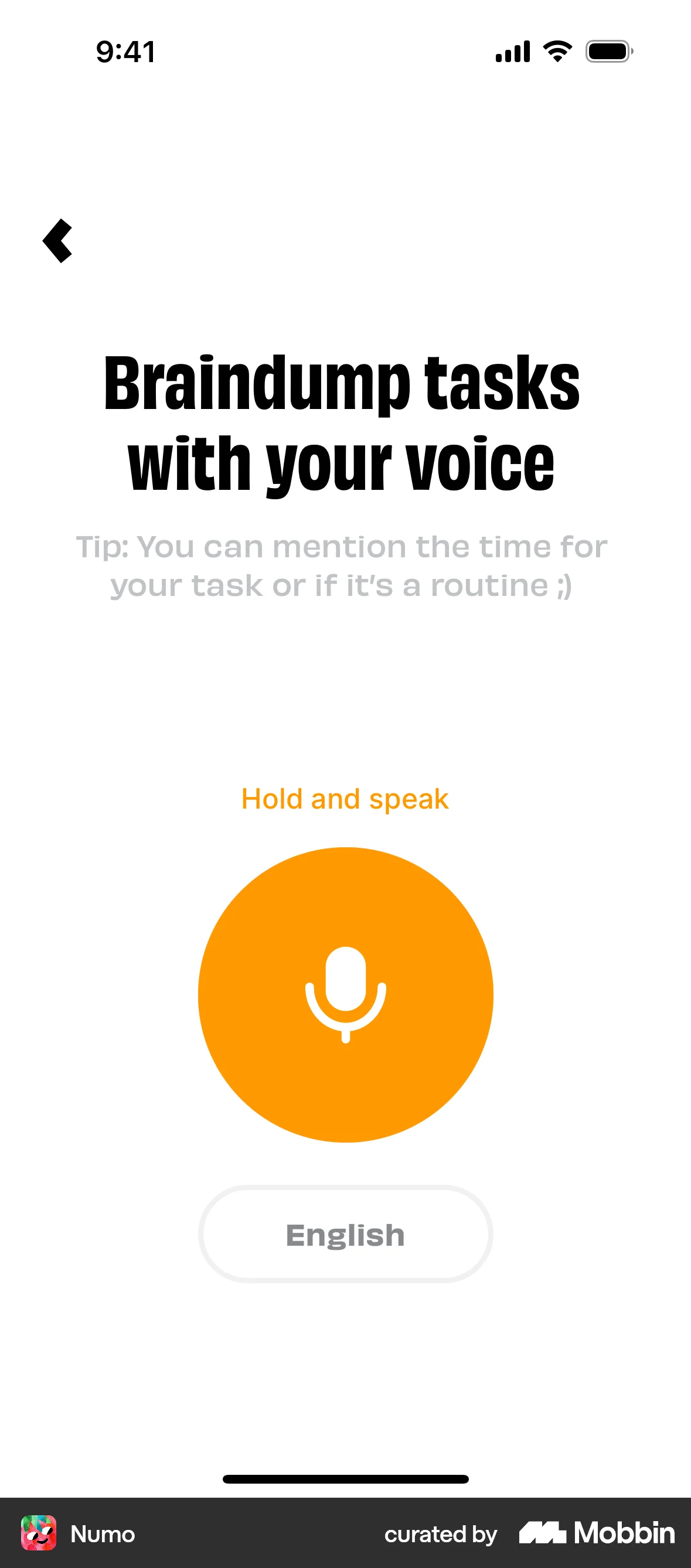 Numo iOS Audio & Video Recorder screen