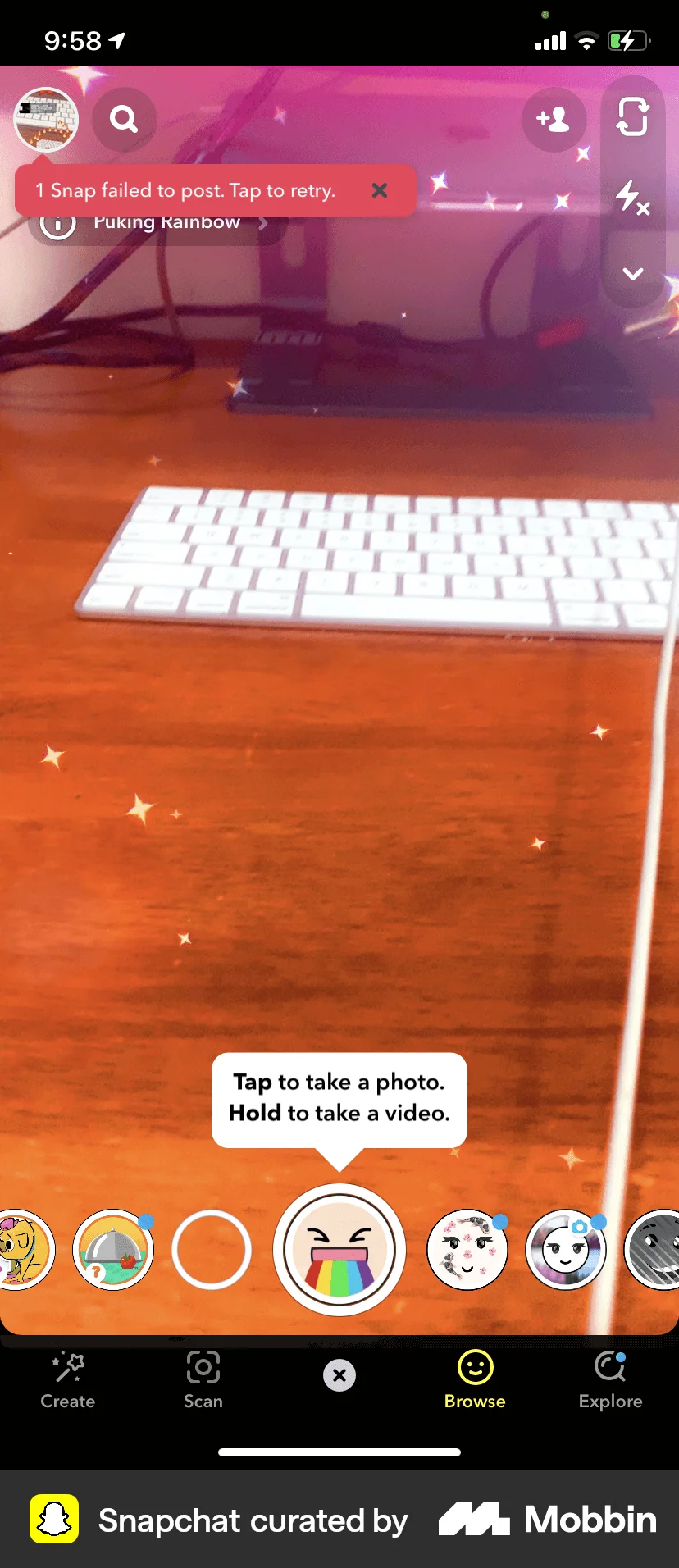 Snapchat iOS Filters & Stickers screen