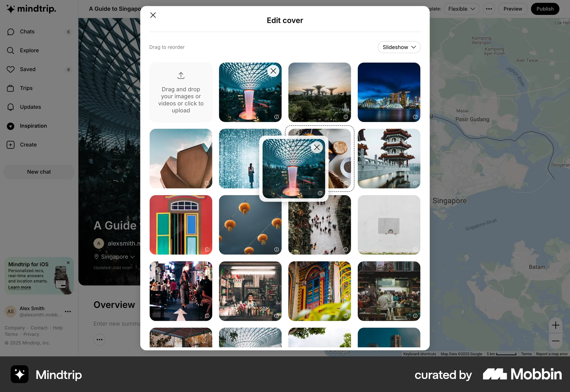 Mindtrip Web Reorder screen