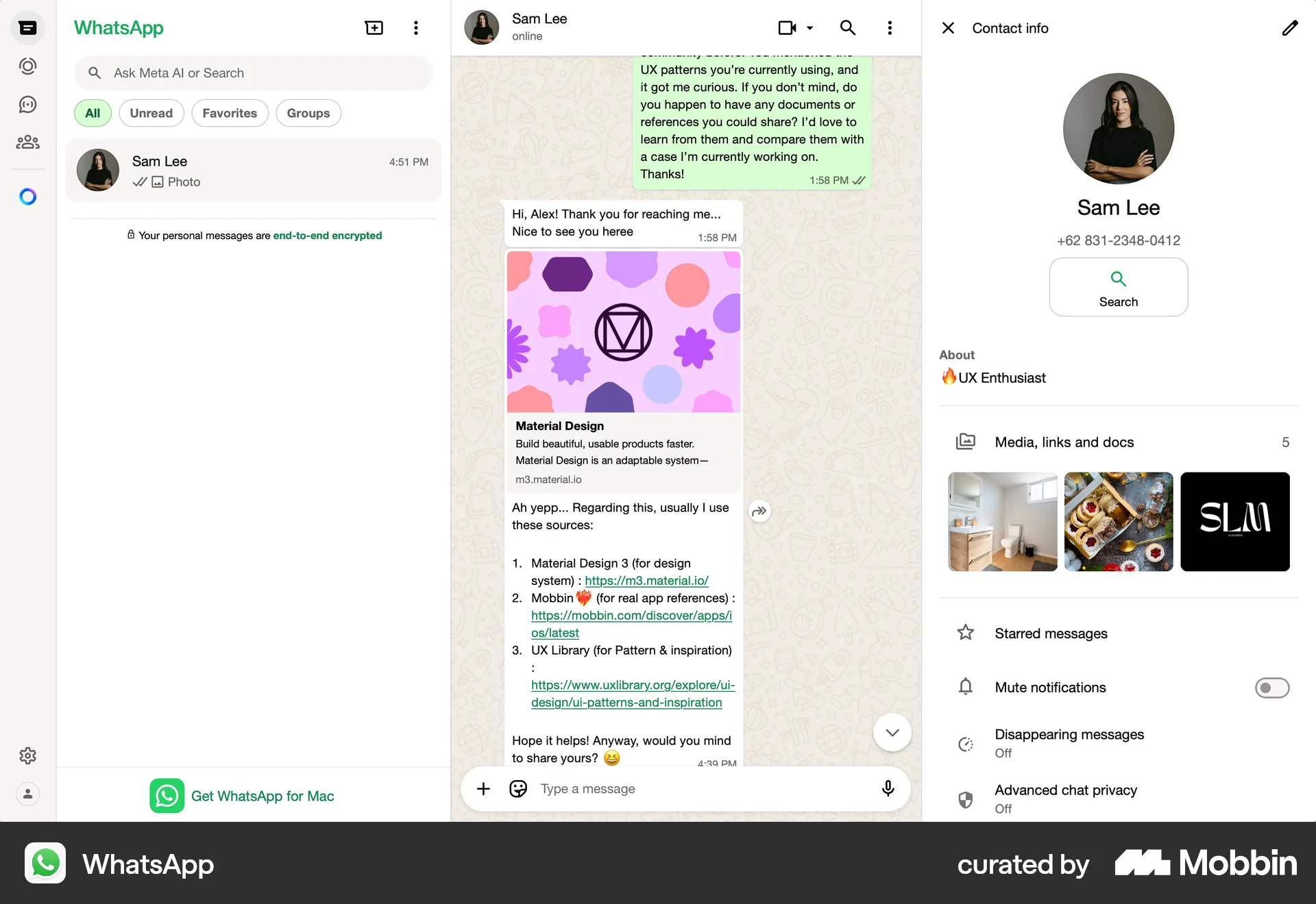 WhatsApp Web Social Networking App screen