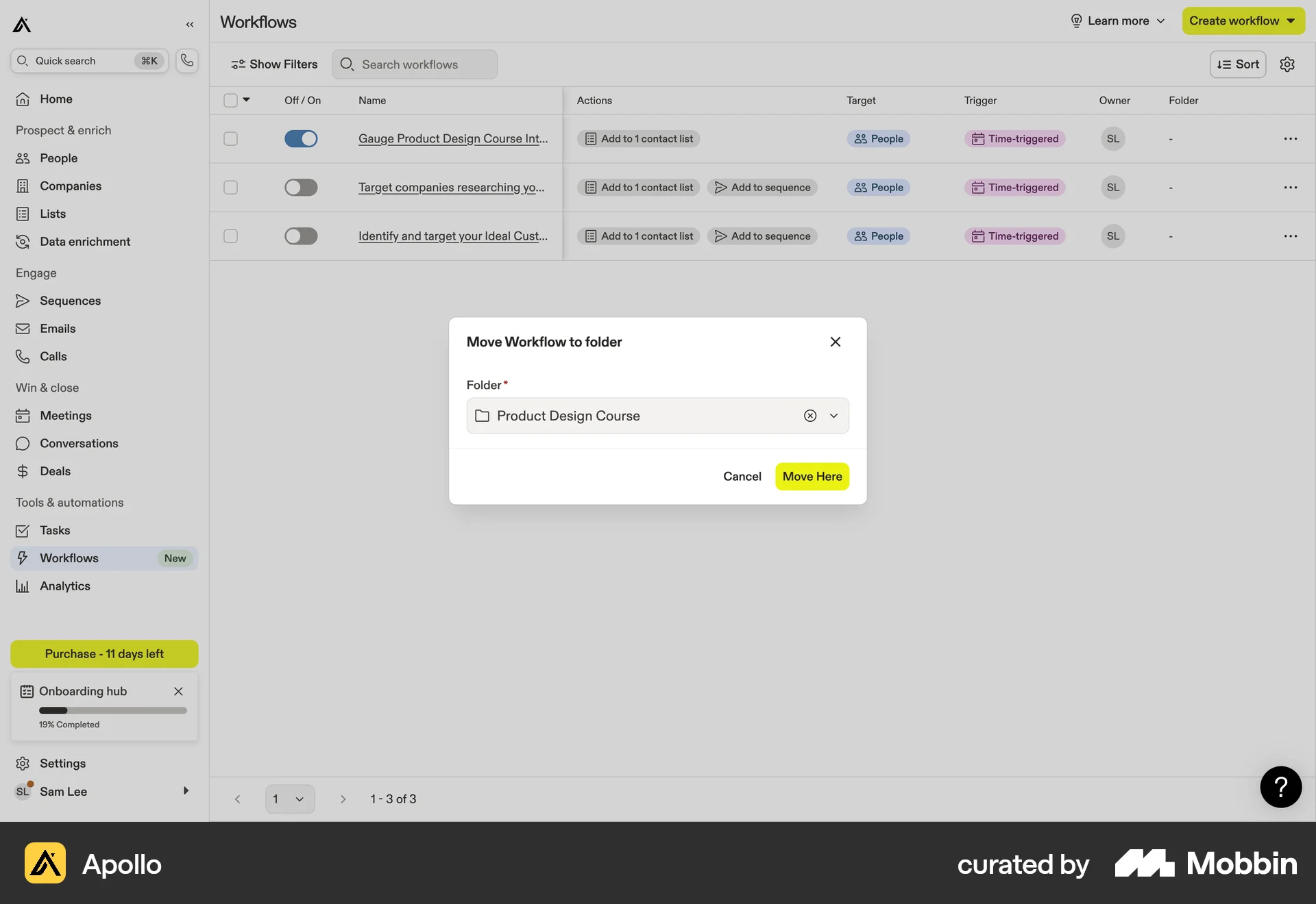Apollo Web Move screen