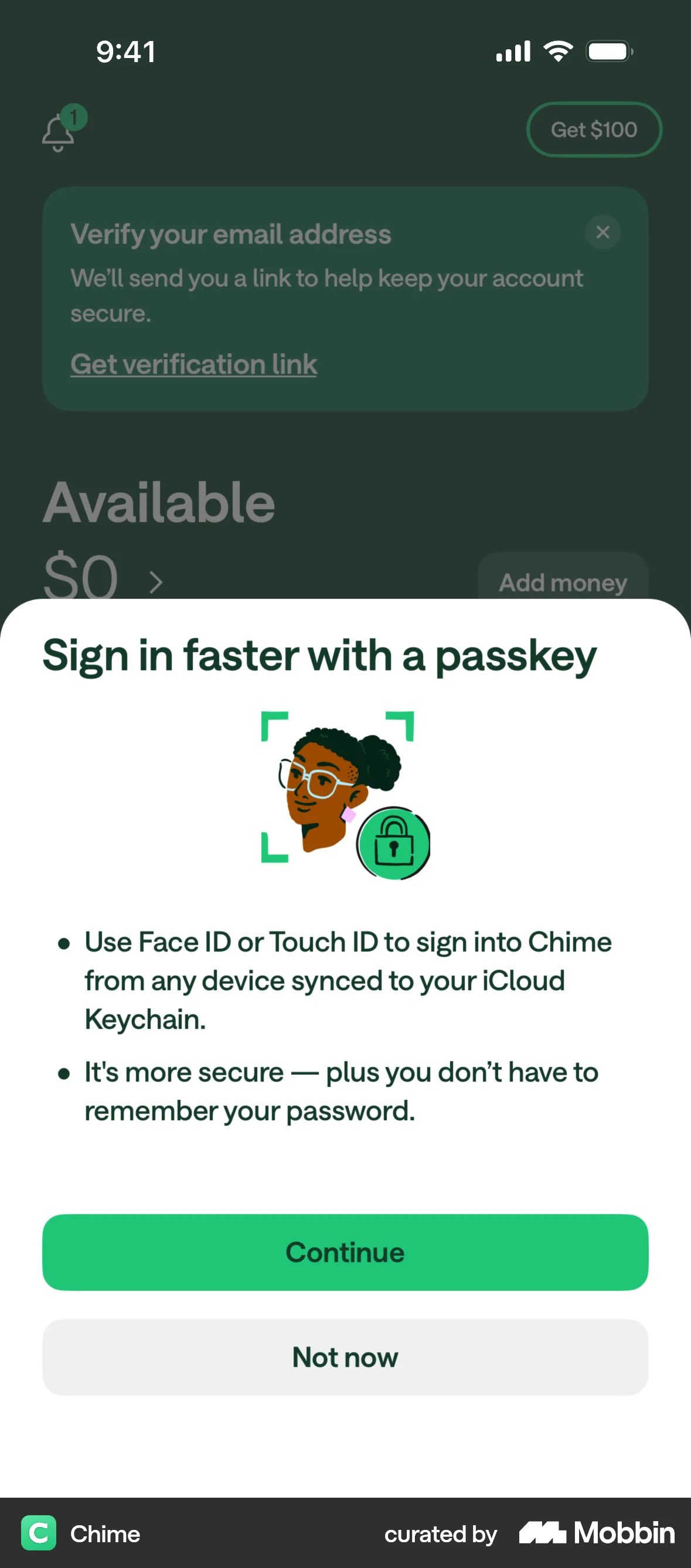 Chime Onboarding screen