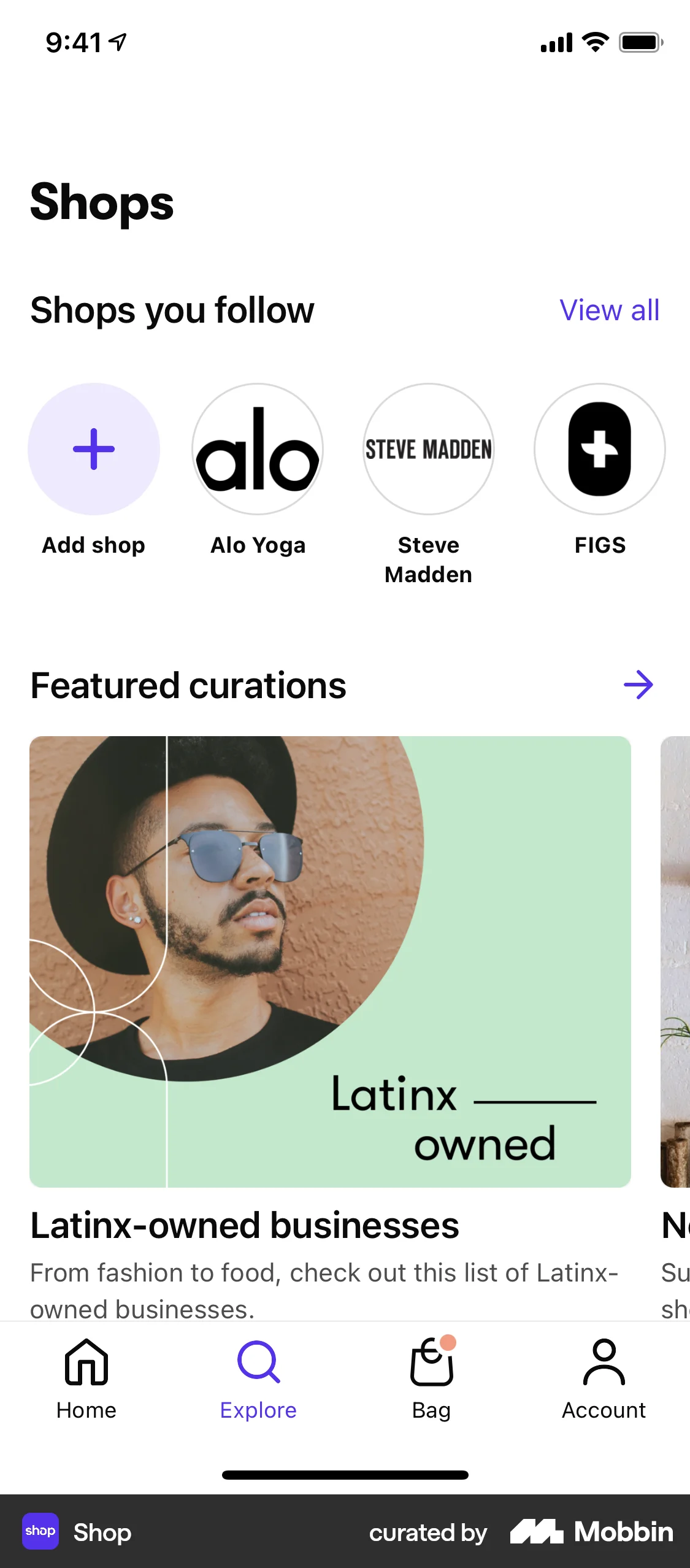 Shop iOS Follow & Subscribe screen