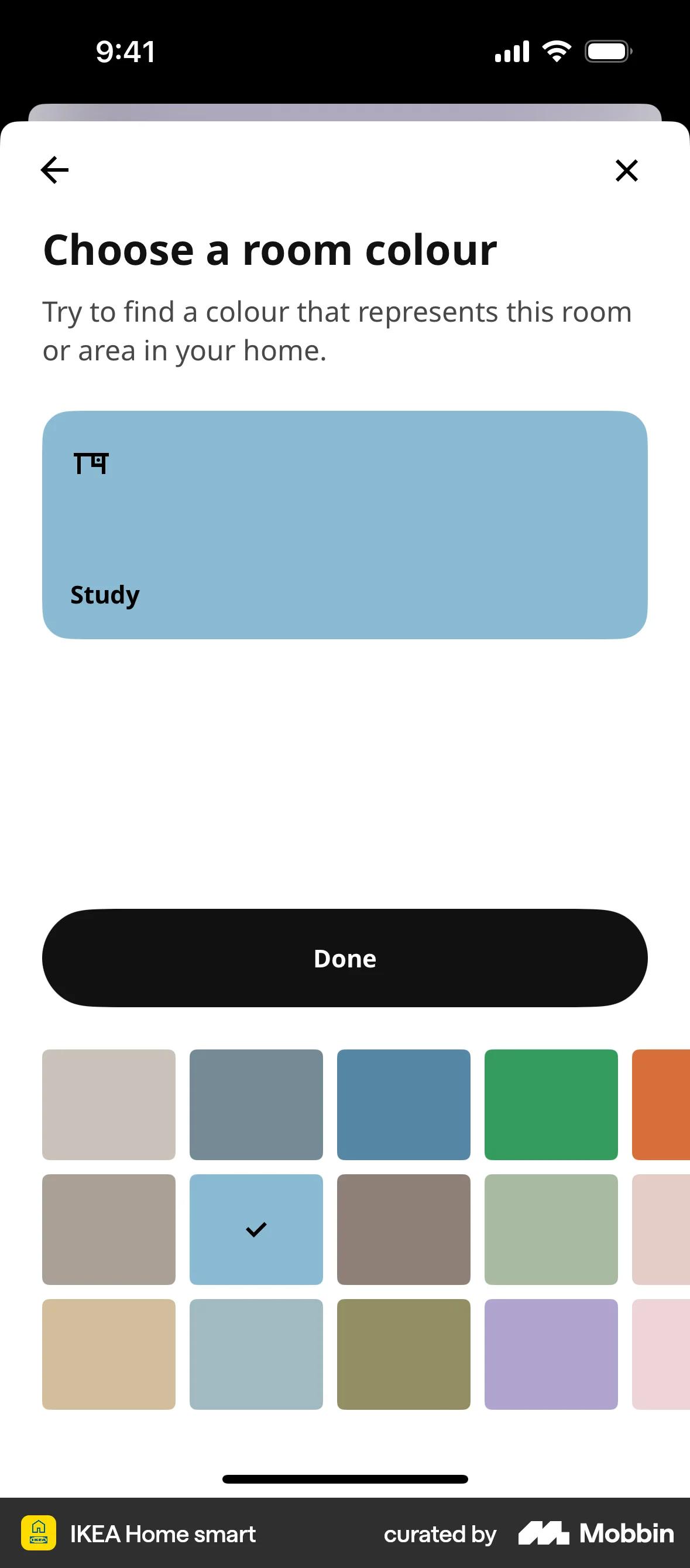 IKEA Home smart iOS screen containing Color Picker UI element