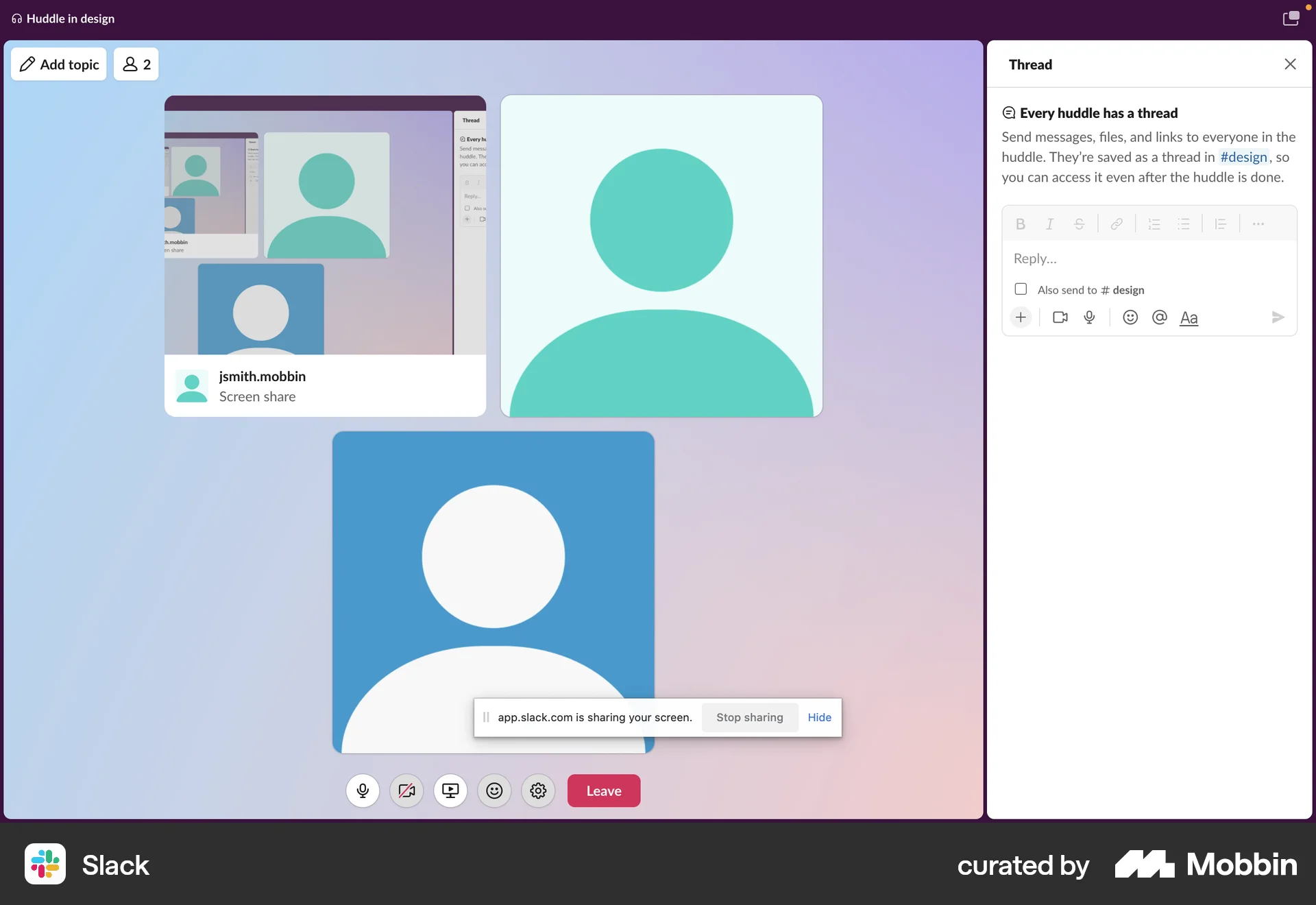 Slack Web Call screen