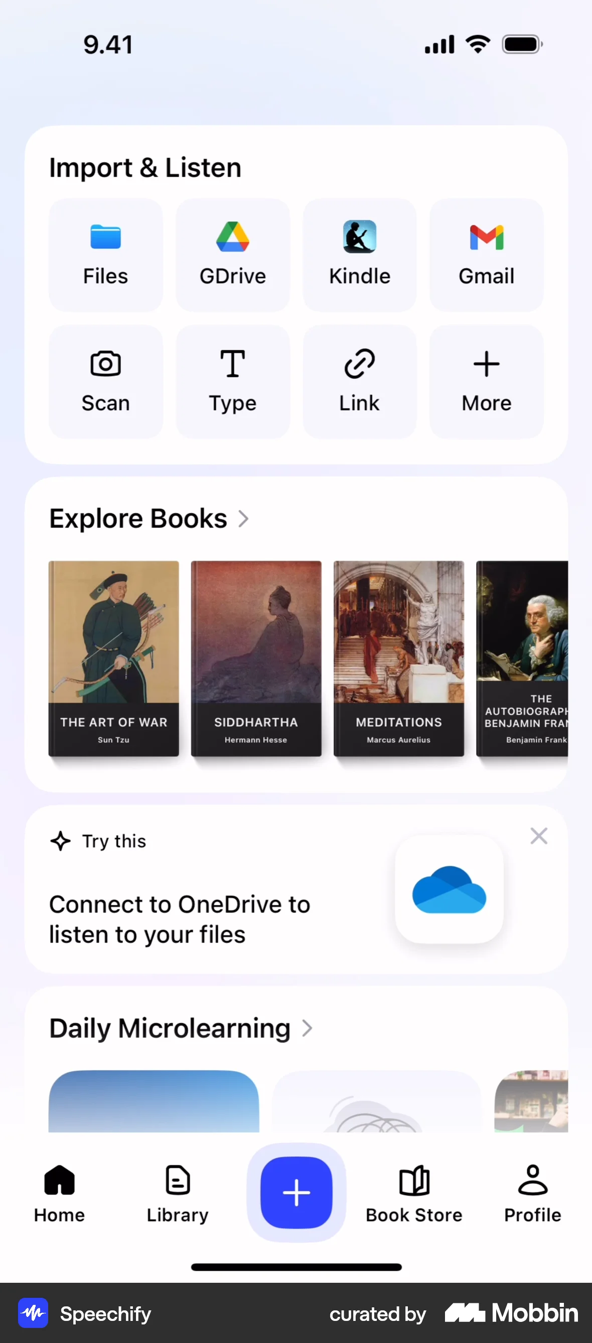 Speechify iOS screen containing Tab Bar UI element