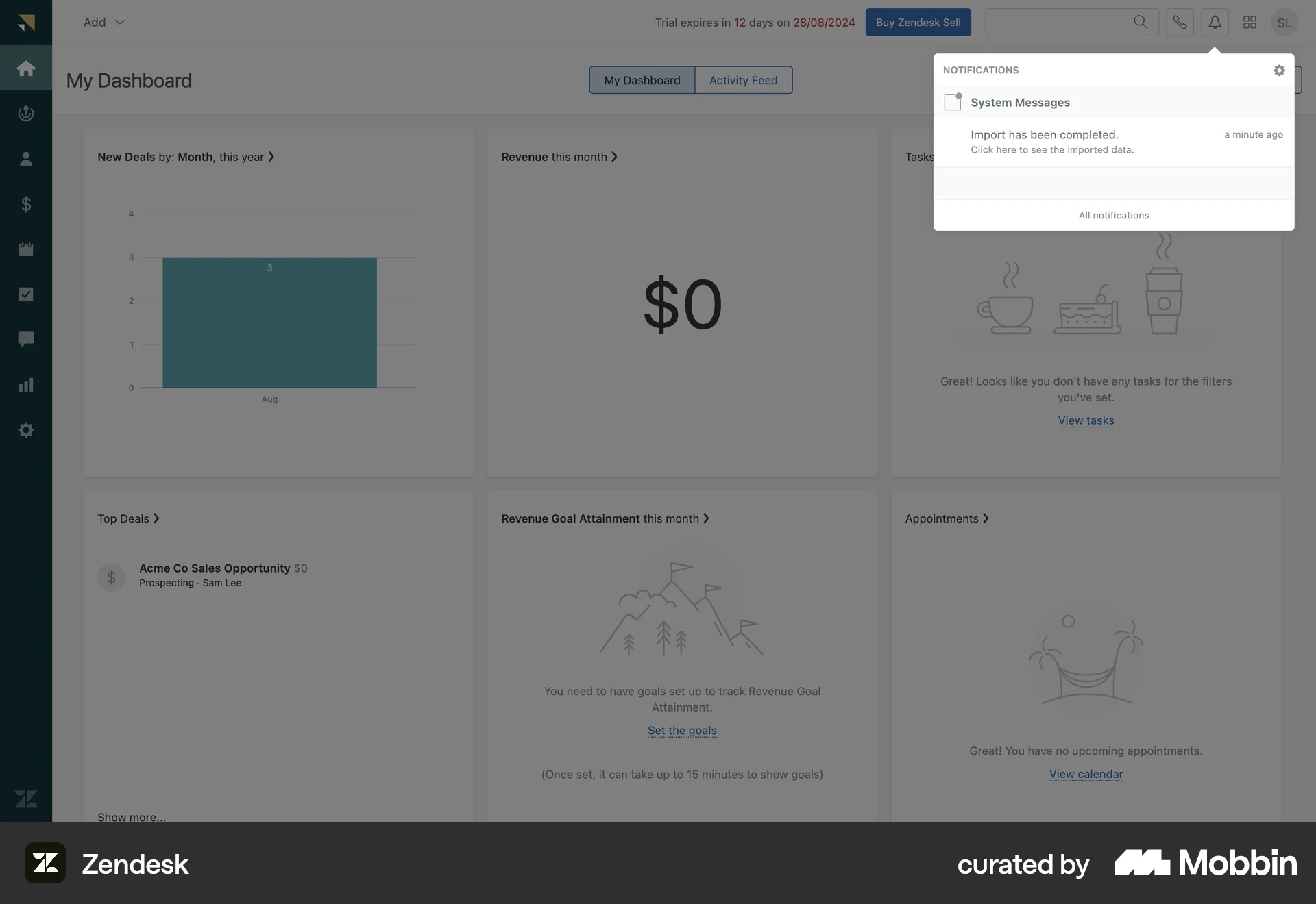 Zendesk Web Notifications screen