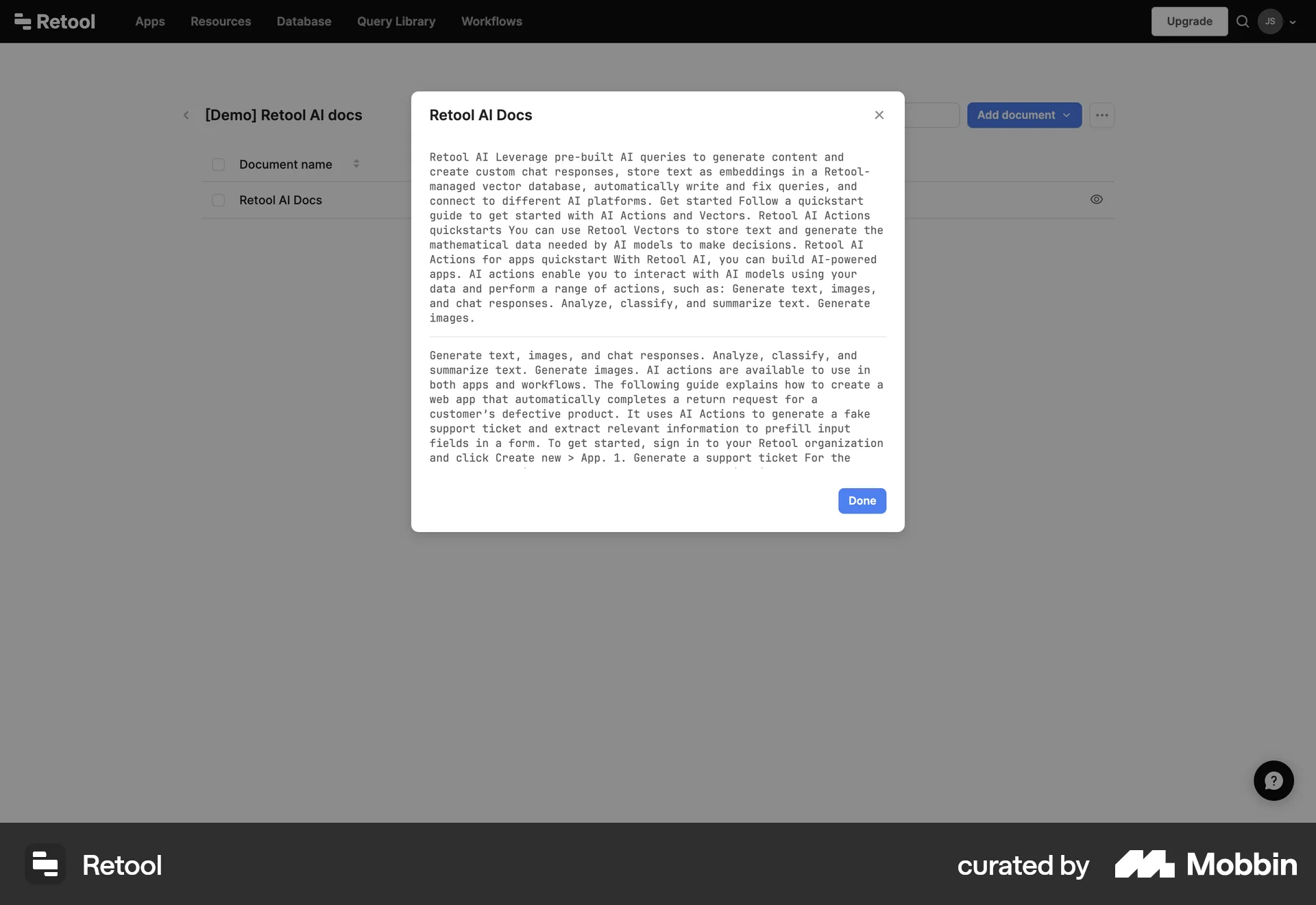 Retool Web Note Detail screen