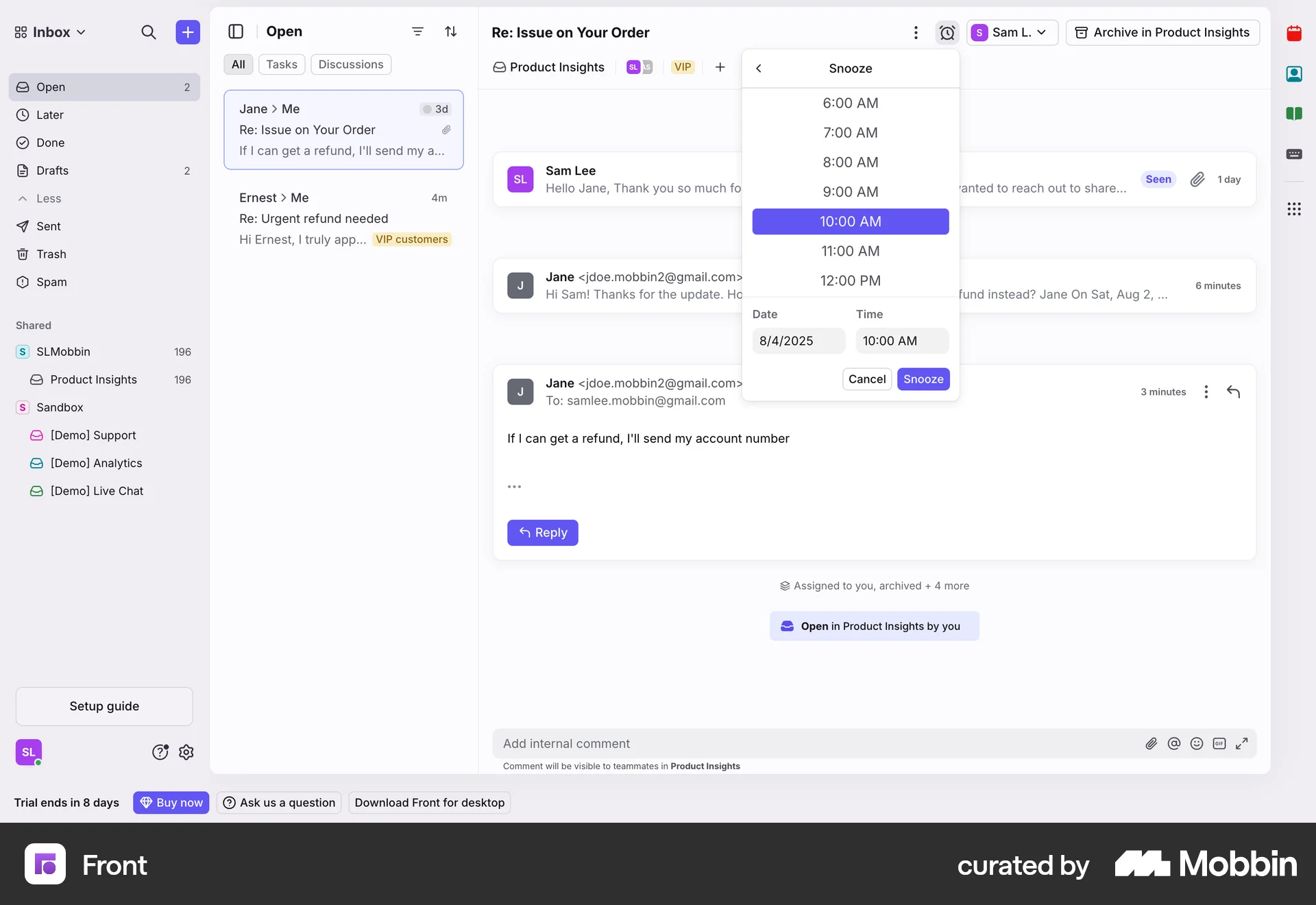 Front Web screen containing Time Picker UI element
