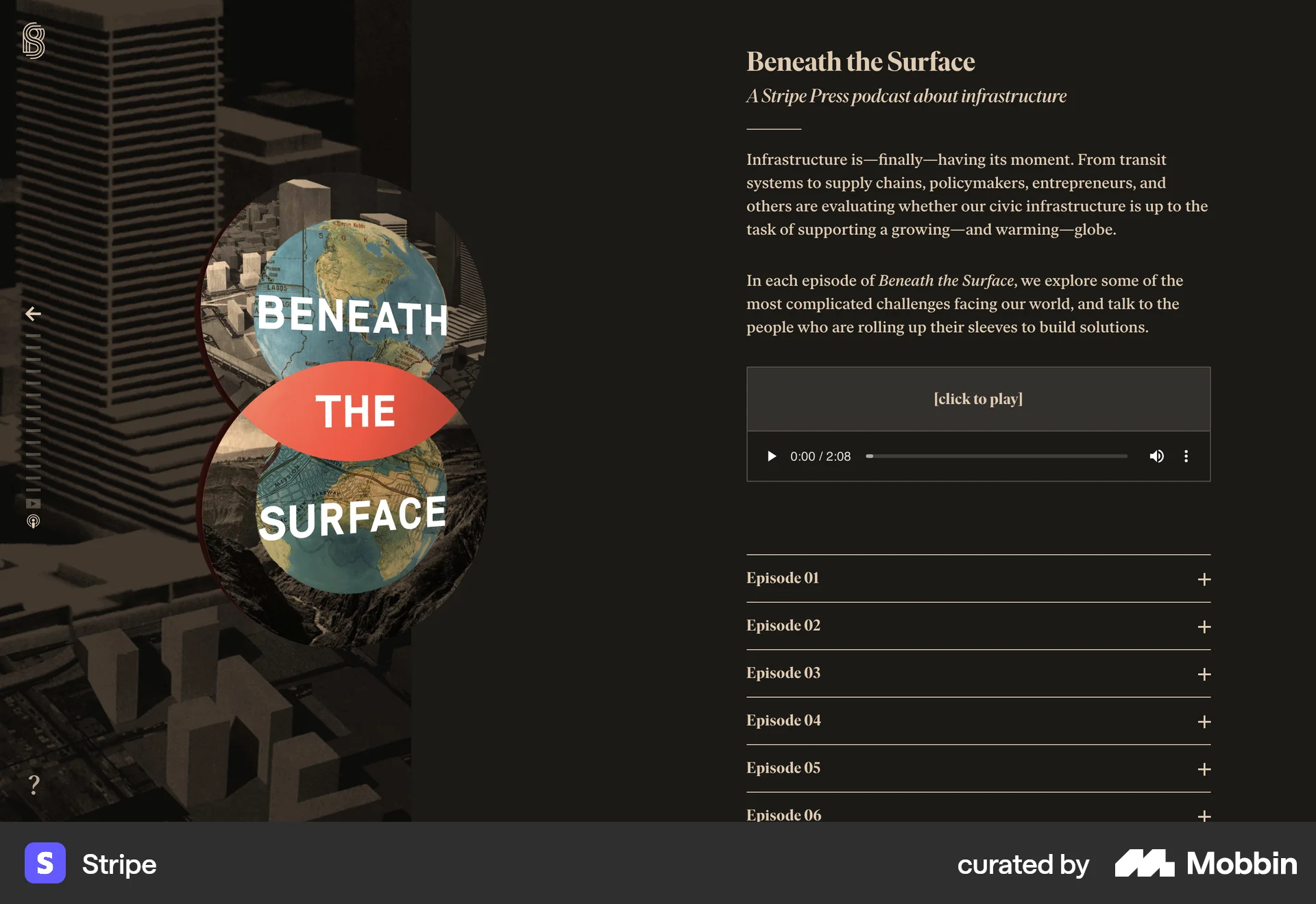 Stripe Web Song & Podcast Detail screen
