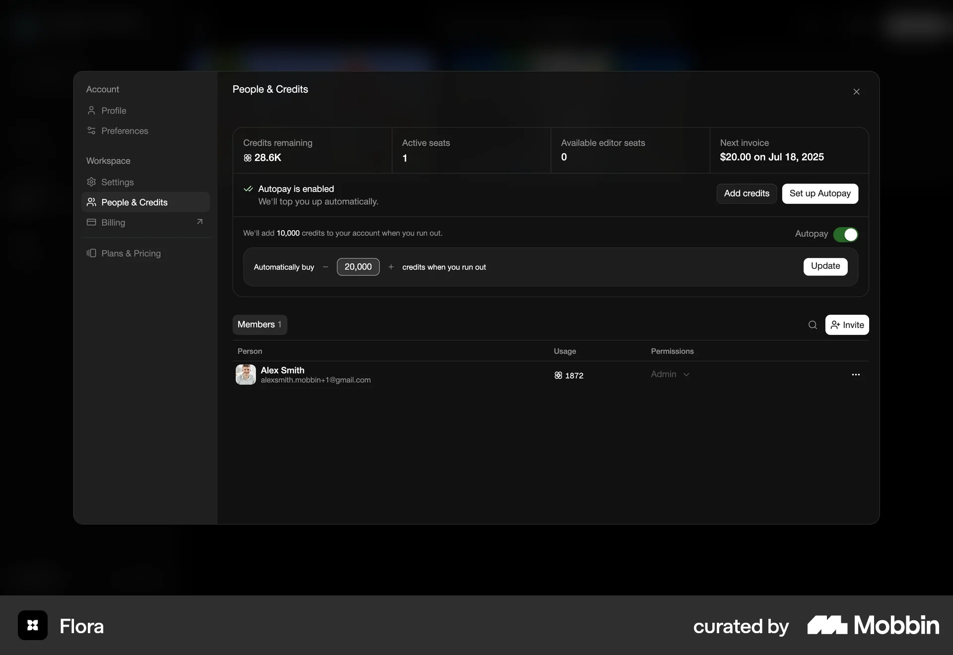 FLORA Web Graphics & Design App screen