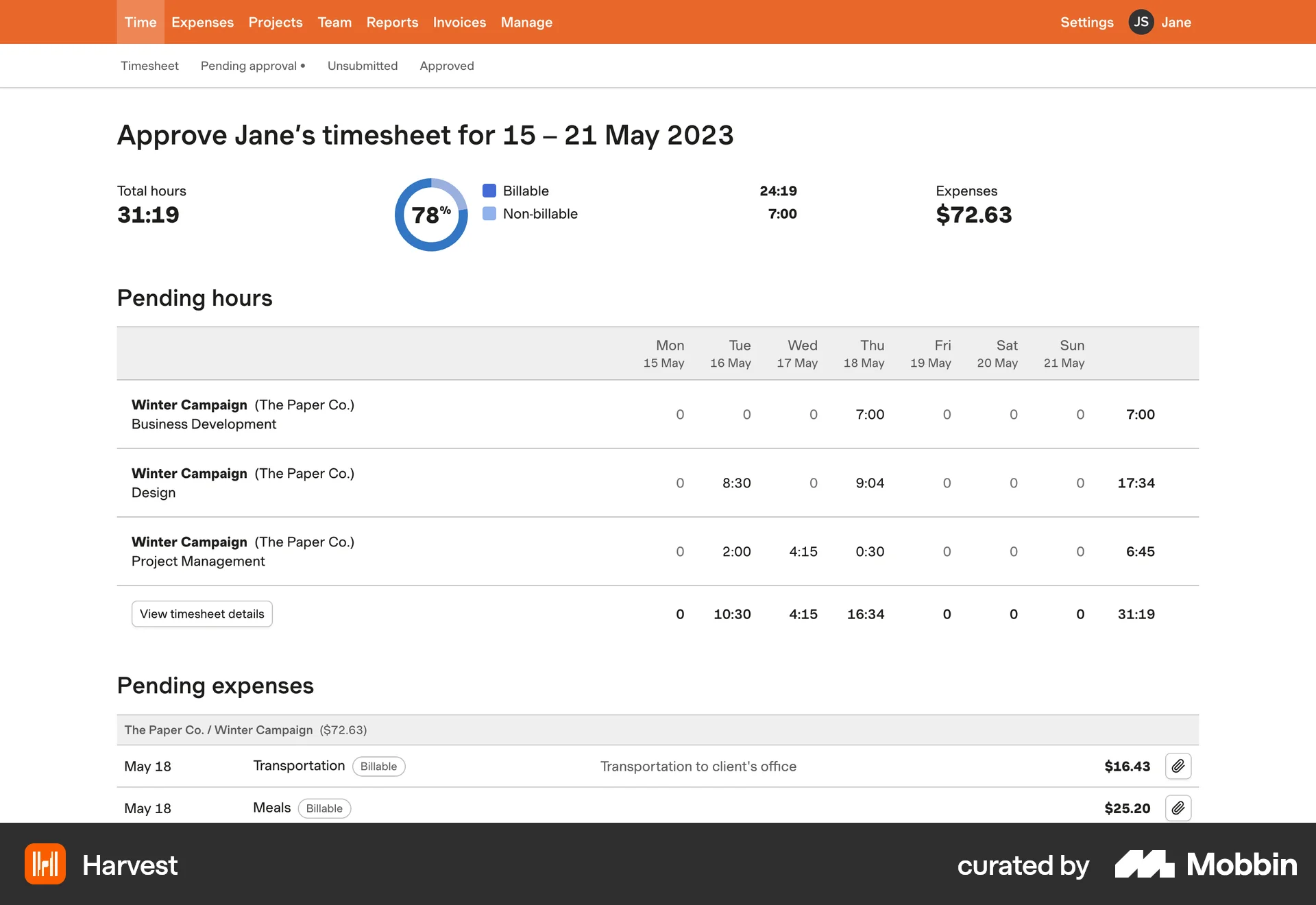 Harvest Web Other Content screen