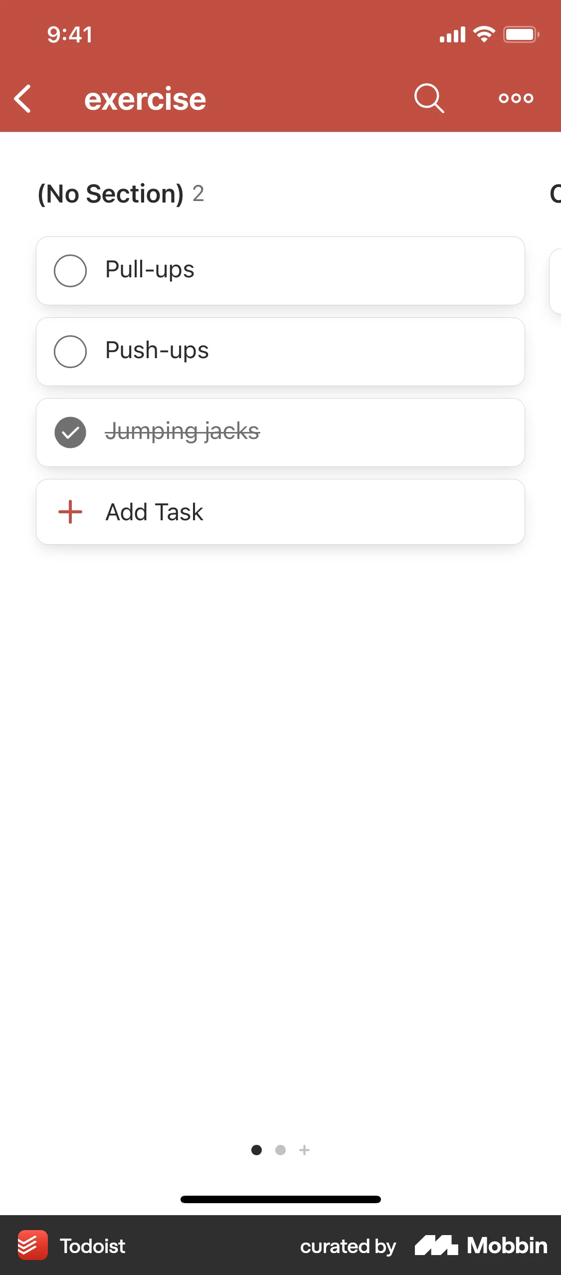 Todoist iOS Reorder screen
