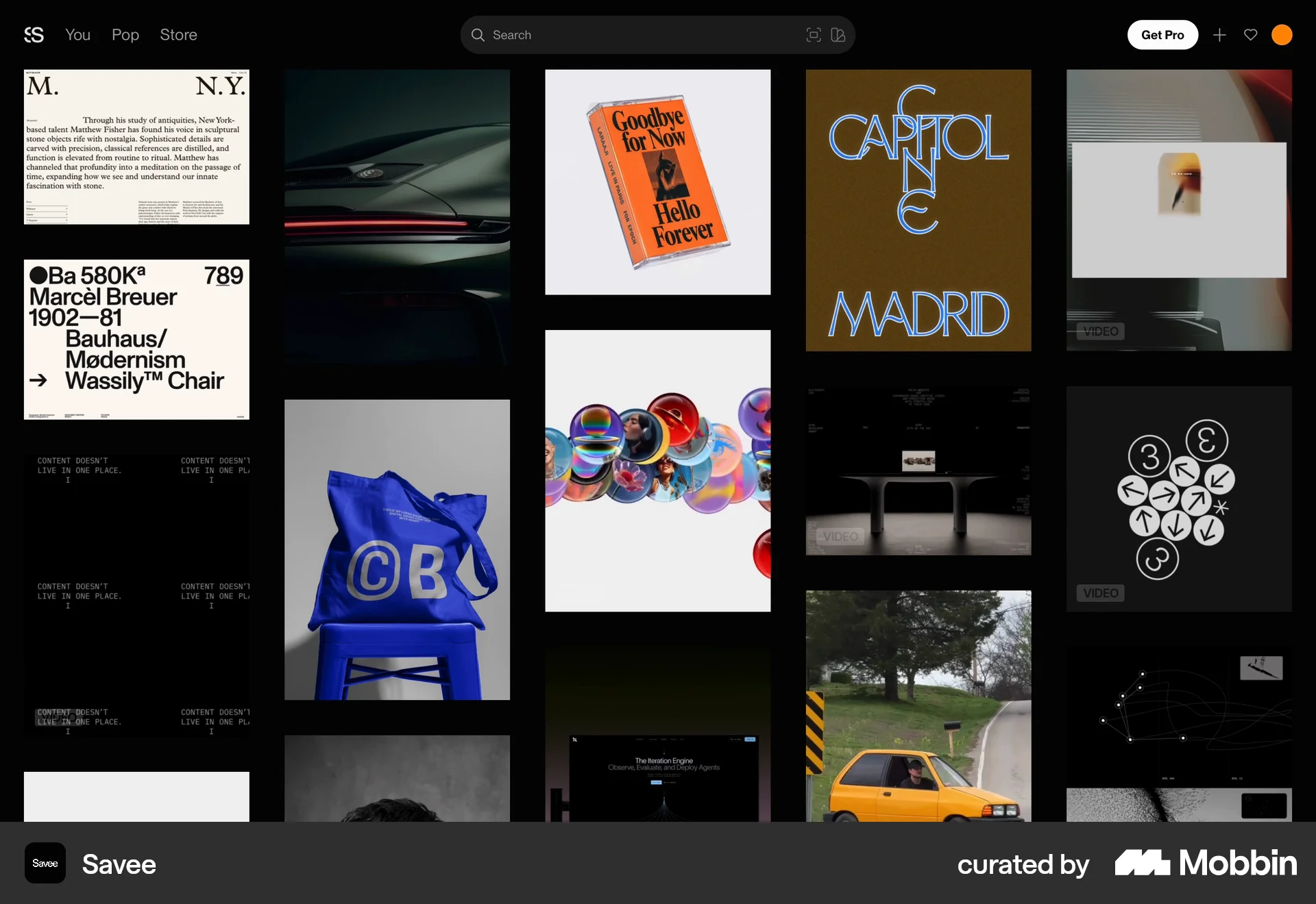 Savee Web screen containing Gallery UI element
