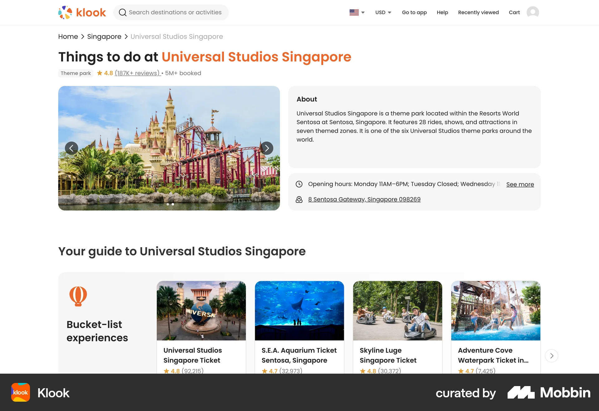 Klook Web Browse & Discover screen