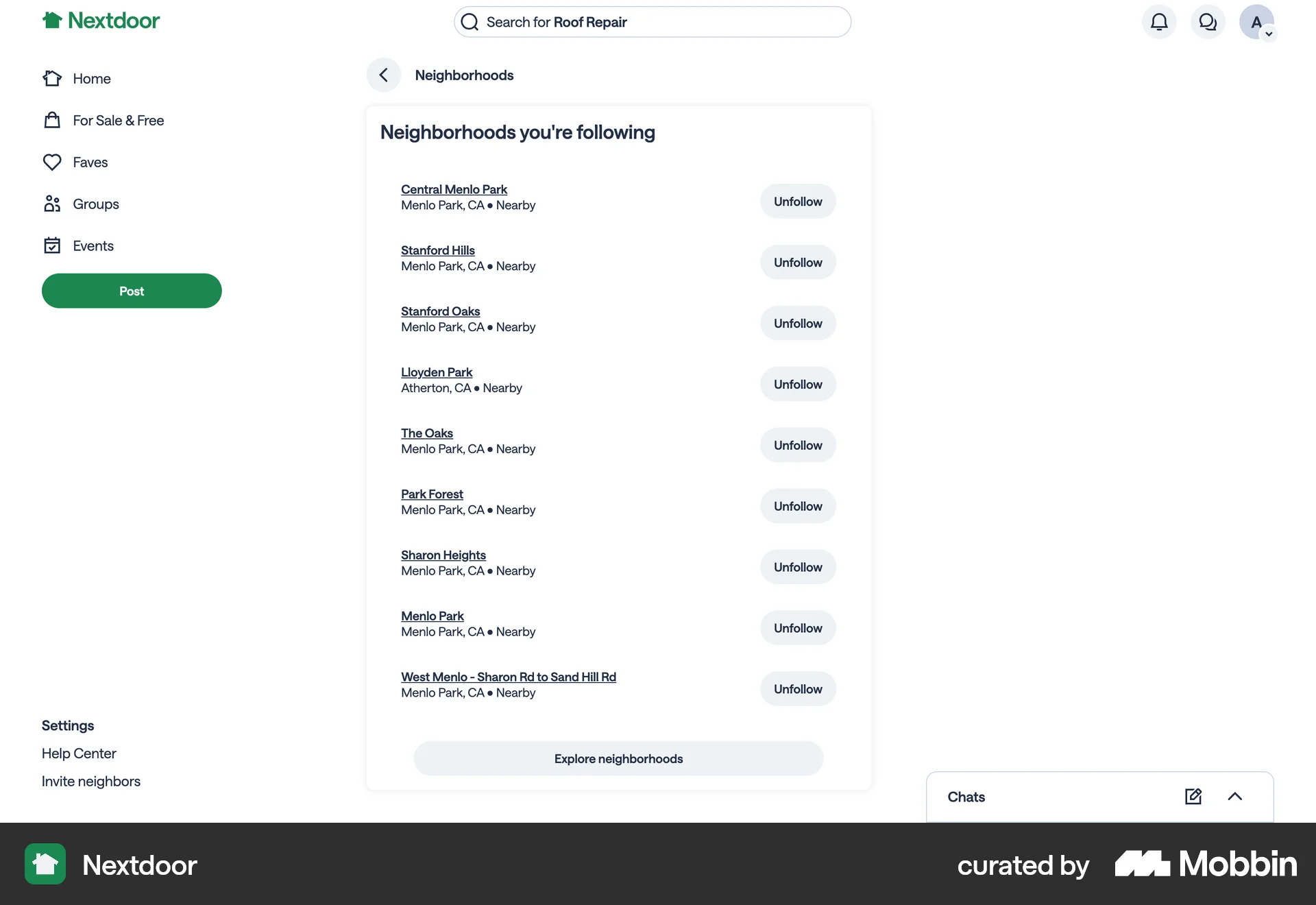 Nextdoor Web Followers & Following screen